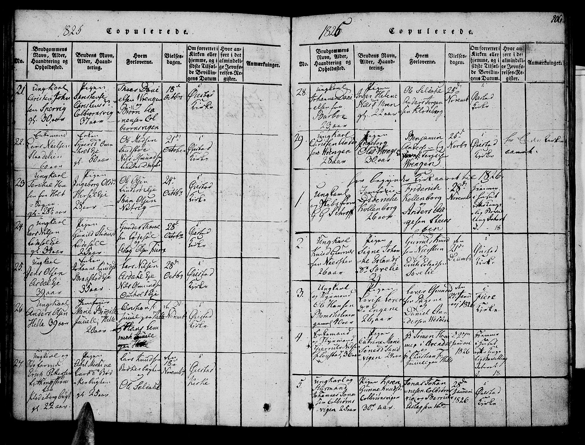 Øyestad sokneprestkontor, AV/SAK-1111-0049/F/Fa/L0012: Parish register (official) no. A 12, 1816-1827, p. 206