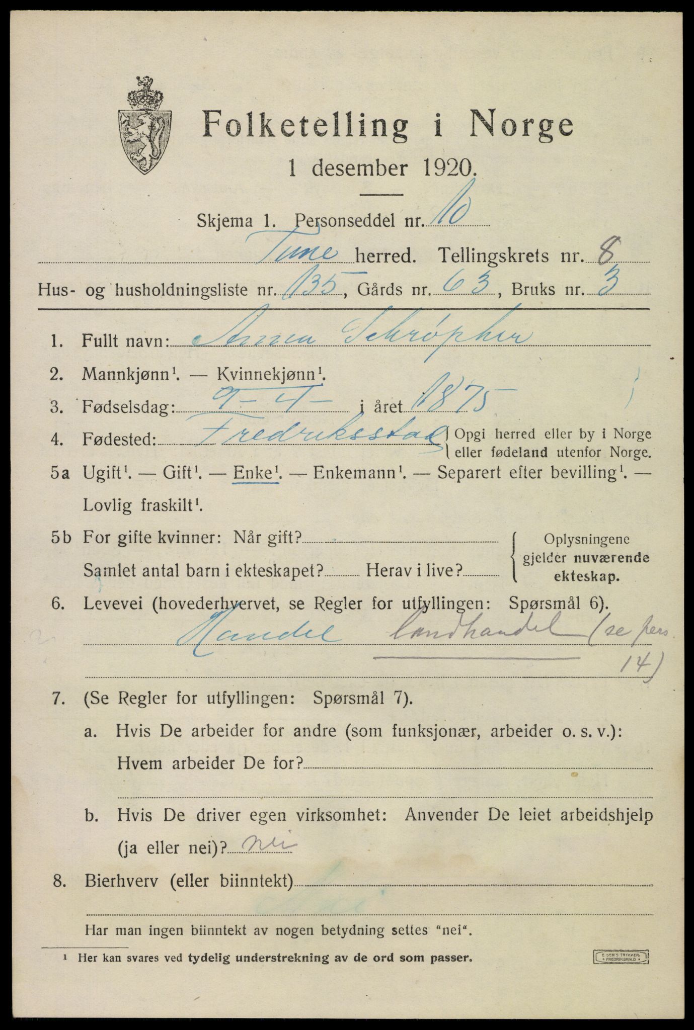 SAO, 1920 census for Tune, 1920, p. 9082