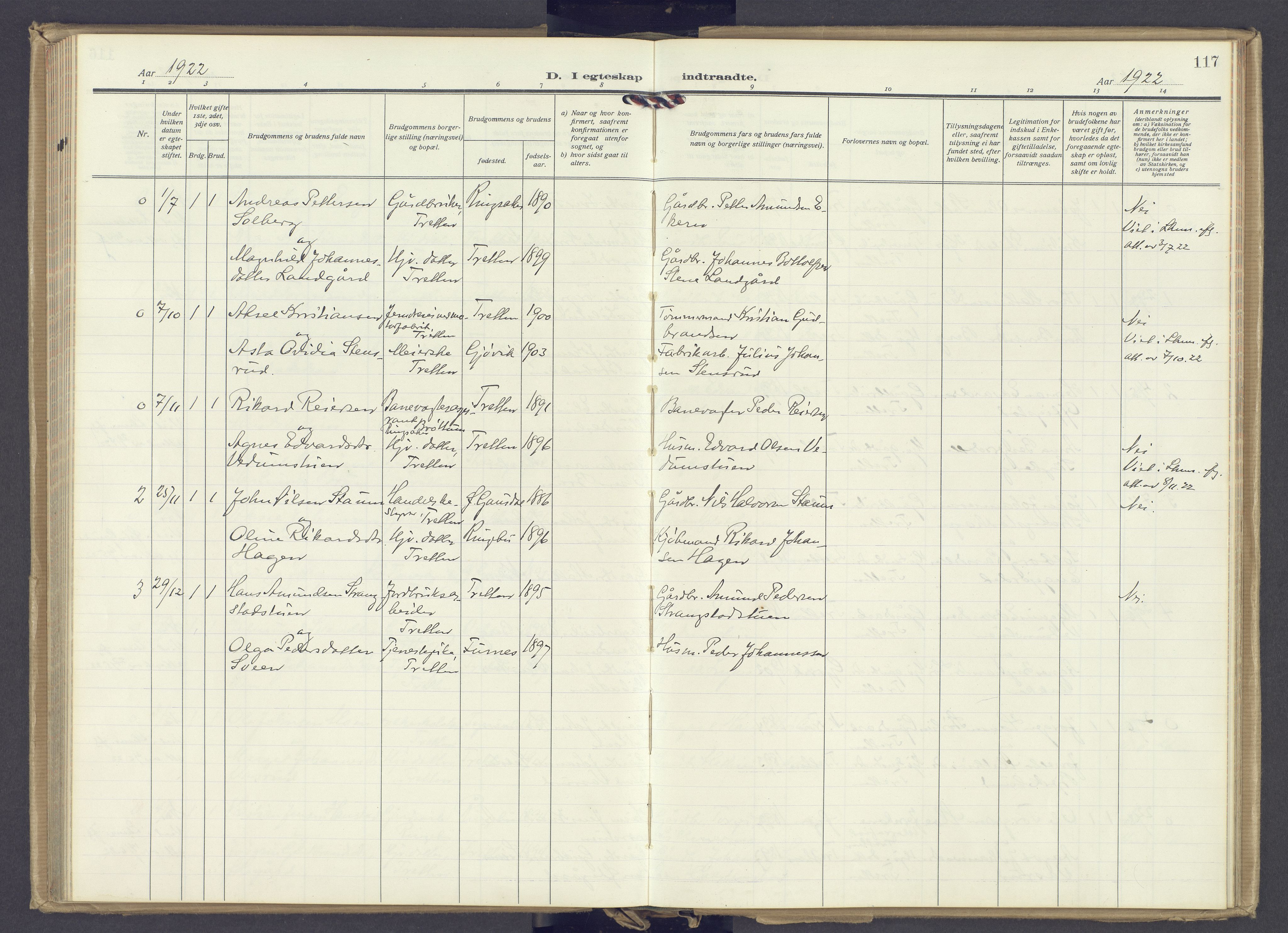 Øyer prestekontor, AV/SAH-PREST-084/H/Ha/Haa/L0014: Parish register (official) no. 14, 1919-1932, p. 117