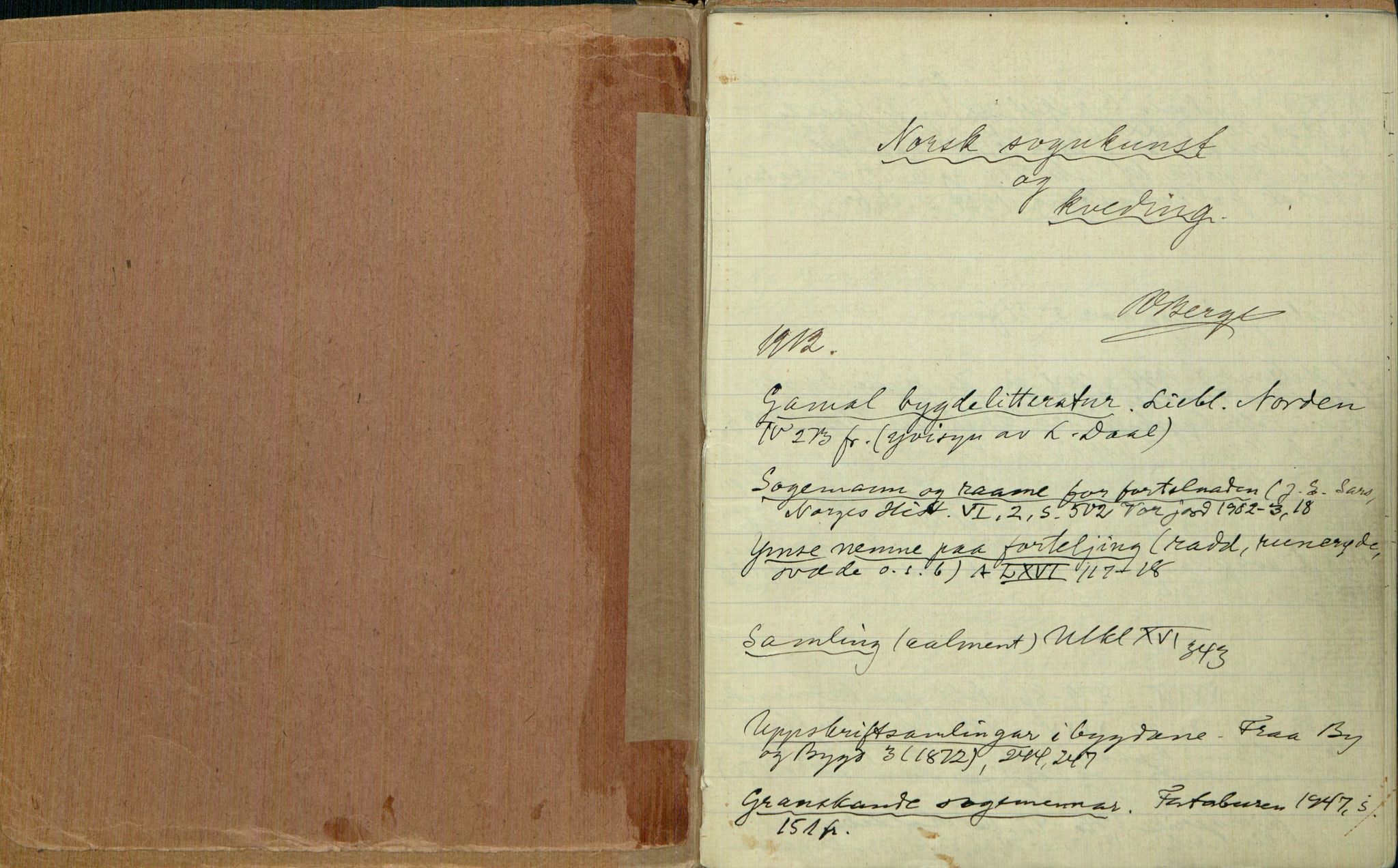 Rikard Berge, TEMU/TGM-A-1003/H/L0083: 83: Norsk sogekunst og kveding, 1912, p. 1