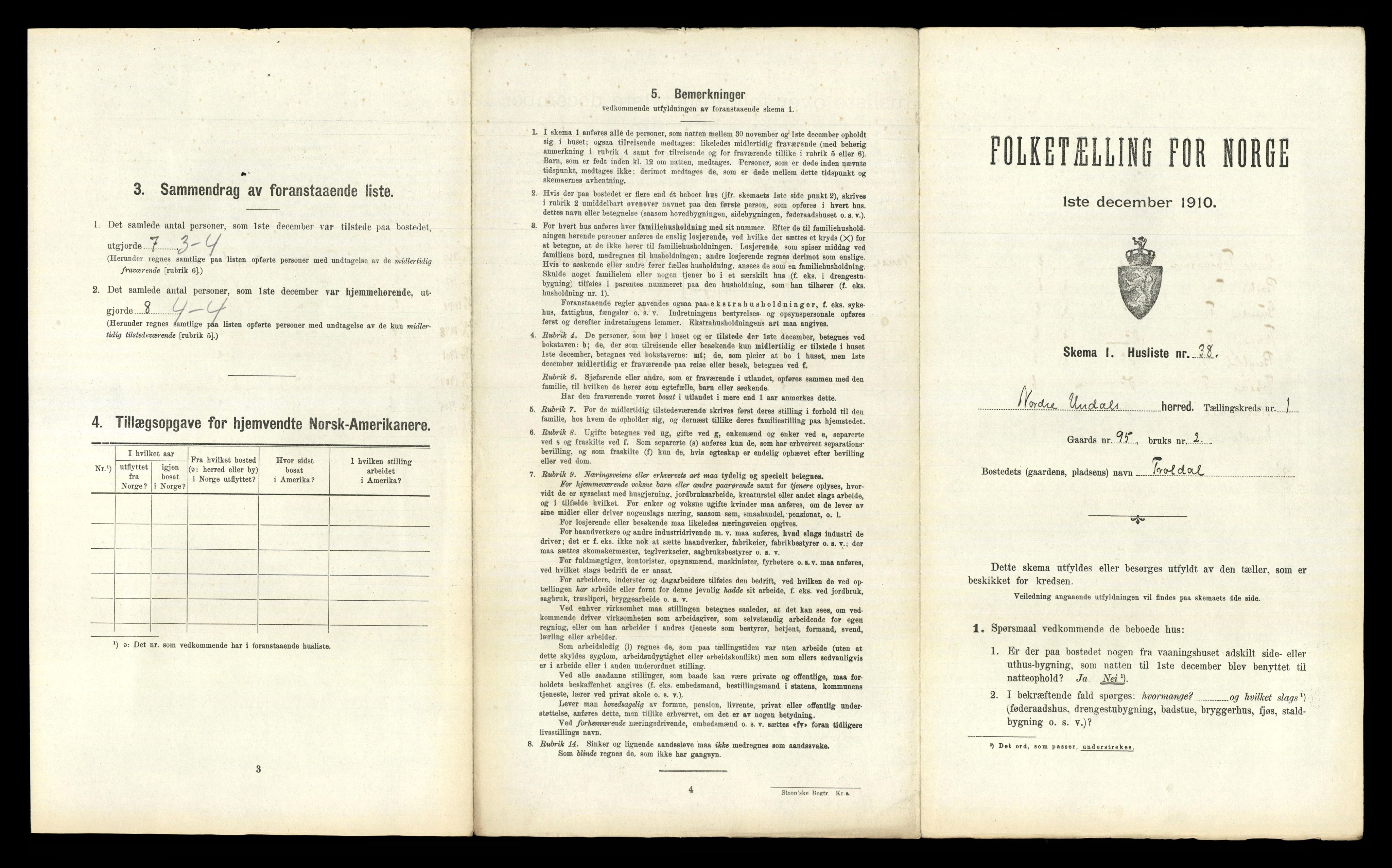 RA, 1910 census for Nord-Audnedal, 1910, p. 108