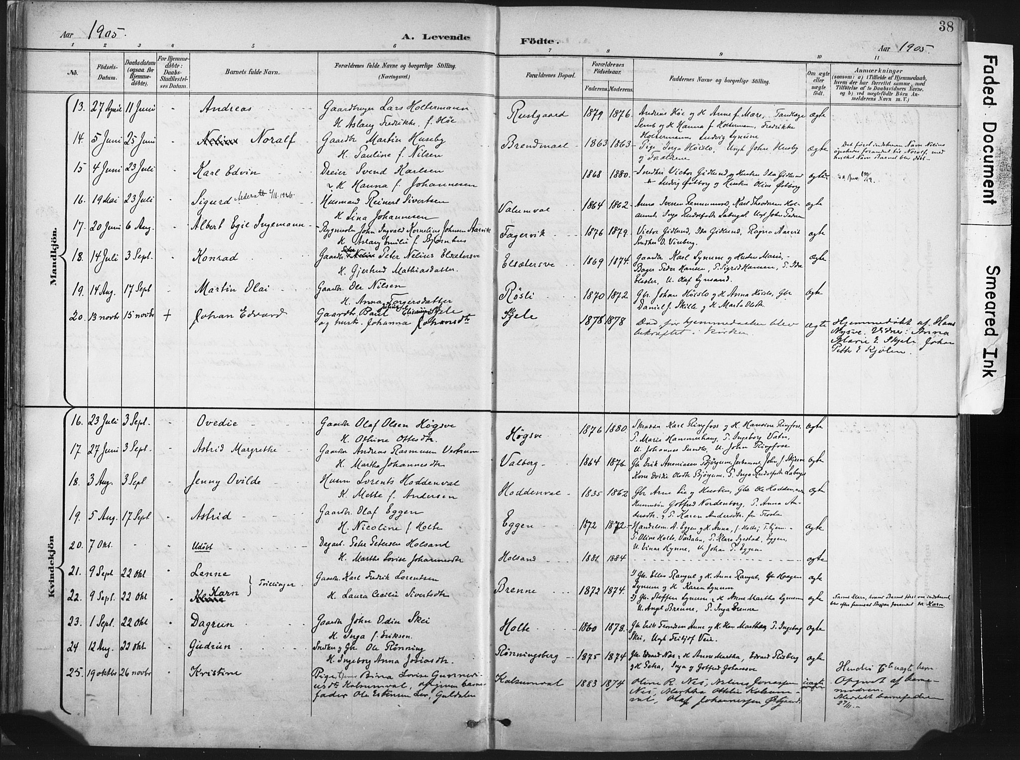 Ministerialprotokoller, klokkerbøker og fødselsregistre - Nord-Trøndelag, SAT/A-1458/717/L0162: Parish register (official) no. 717A12, 1898-1923, p. 38