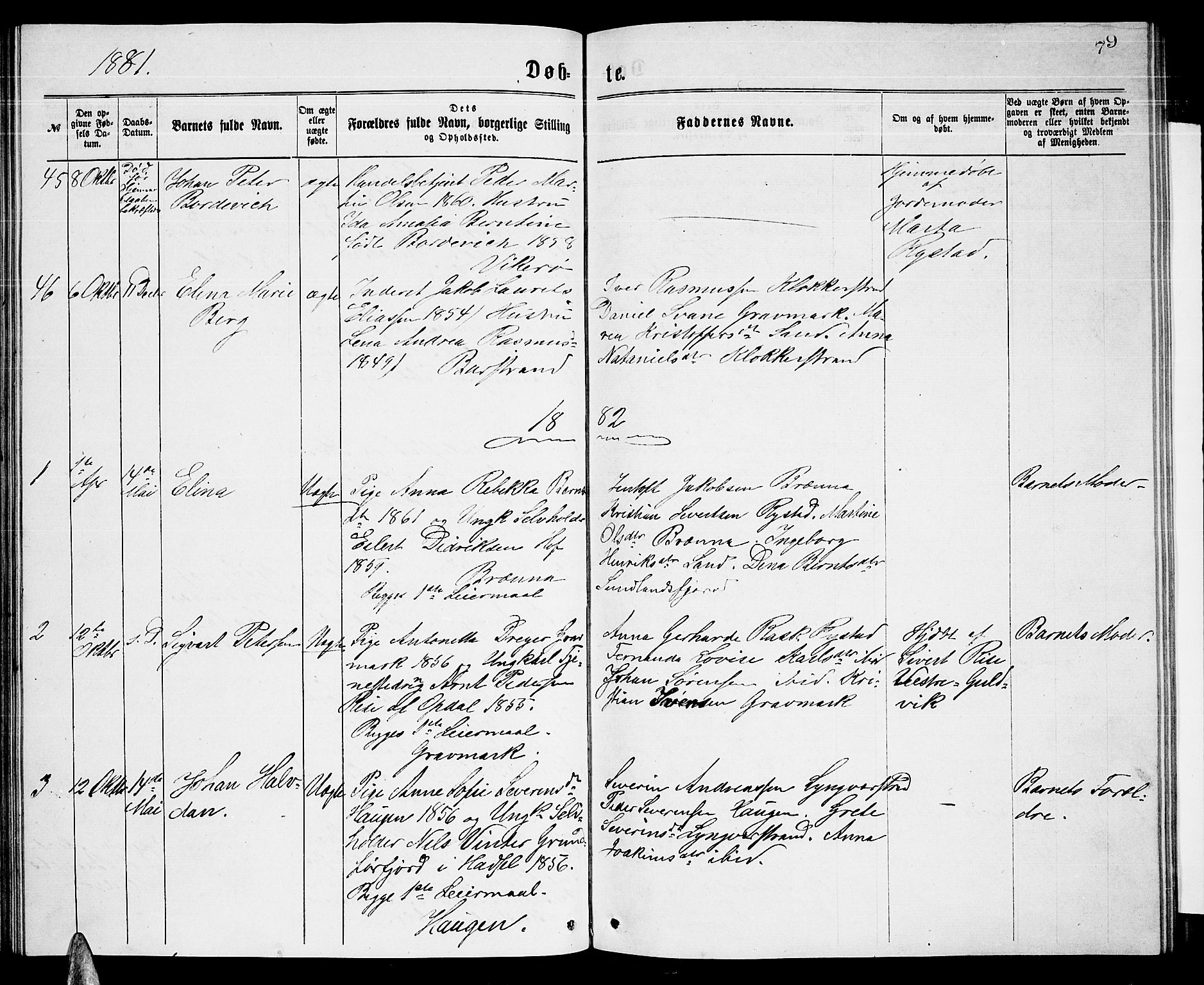 Ministerialprotokoller, klokkerbøker og fødselsregistre - Nordland, SAT/A-1459/876/L1103: Parish register (copy) no. 876C02, 1870-1886, p. 79