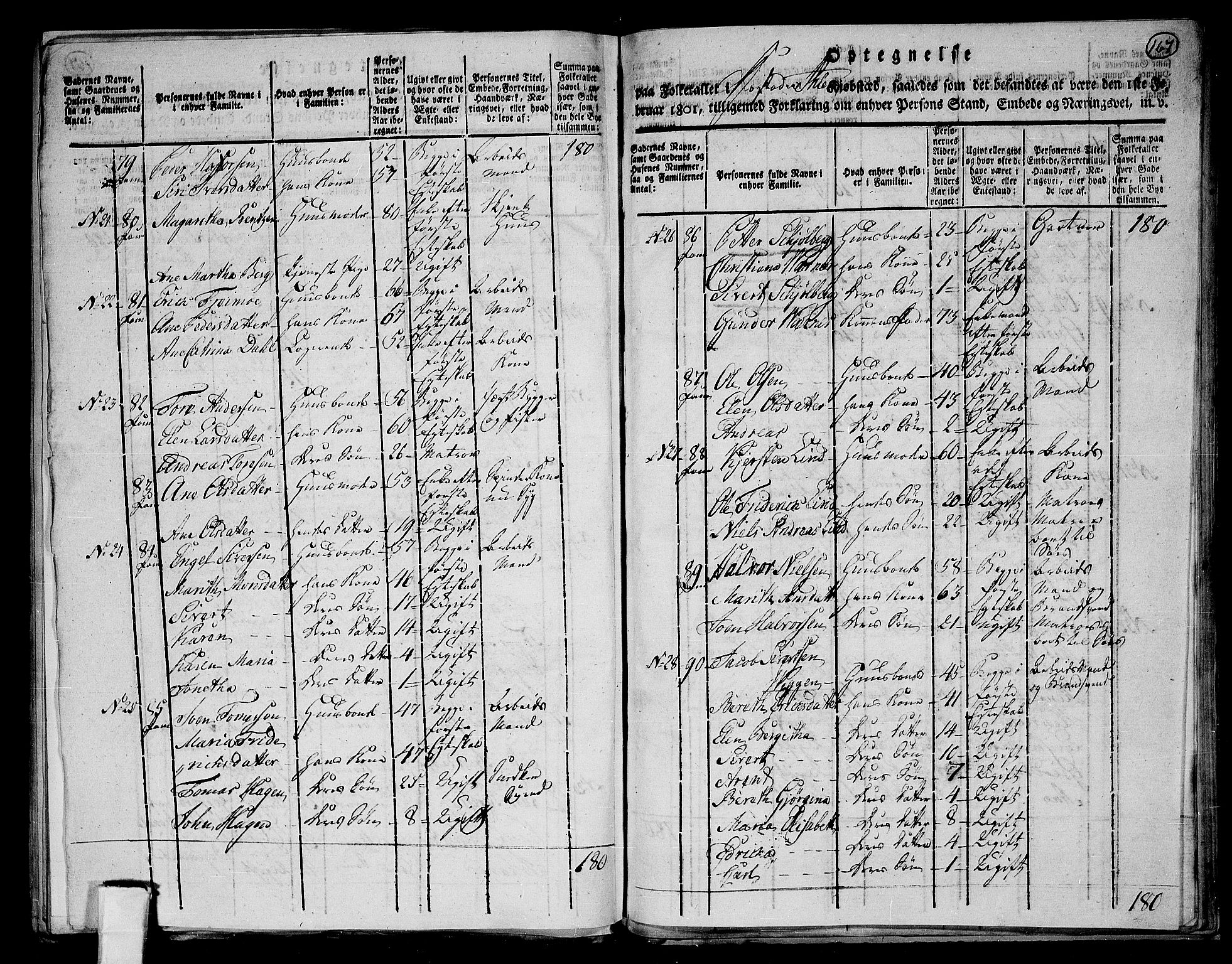 RA, 1801 census for 1601 Trondheim, 1801, p. 166b-167a