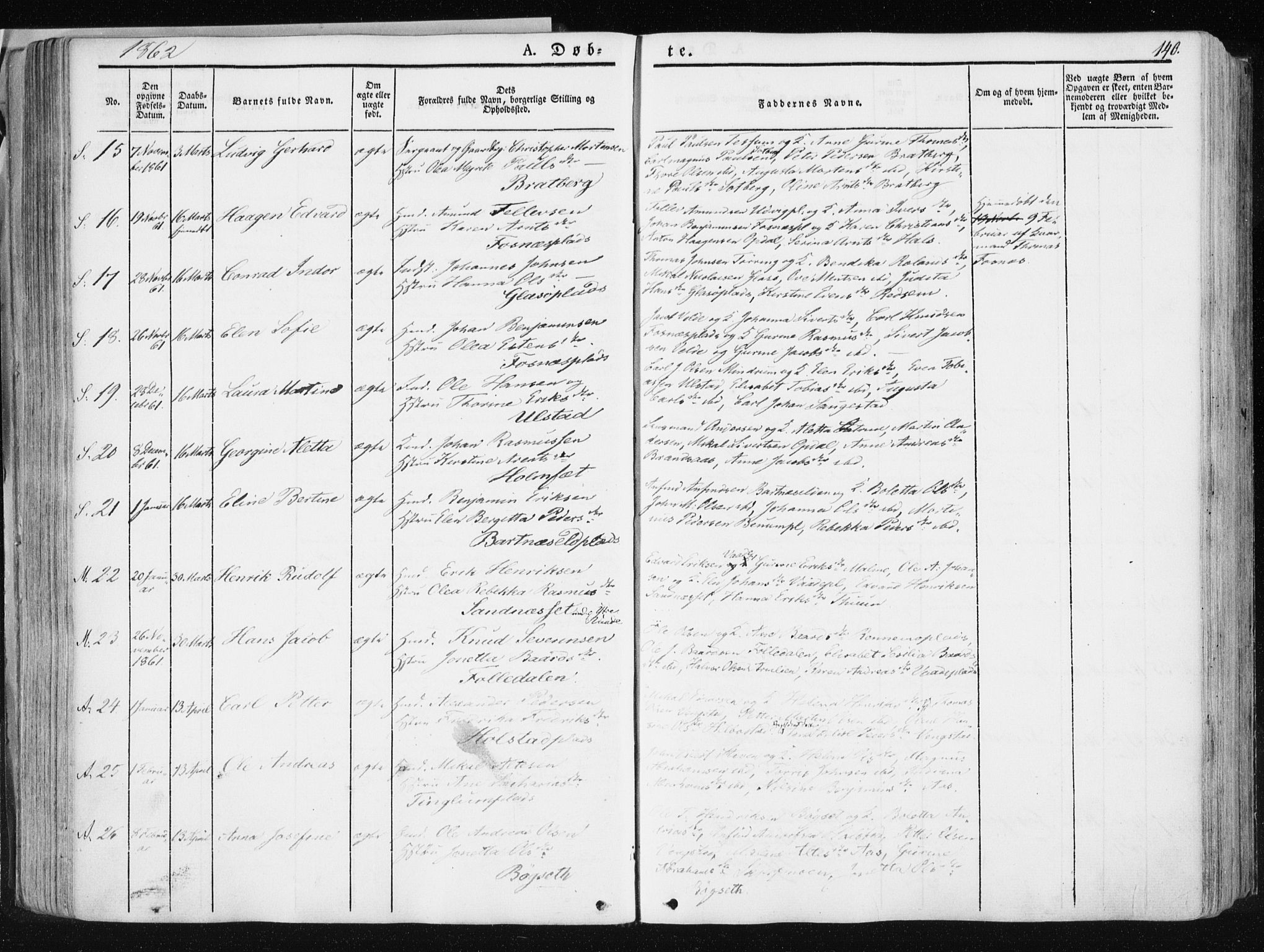 Ministerialprotokoller, klokkerbøker og fødselsregistre - Nord-Trøndelag, AV/SAT-A-1458/741/L0393: Parish register (official) no. 741A07, 1849-1863, p. 140