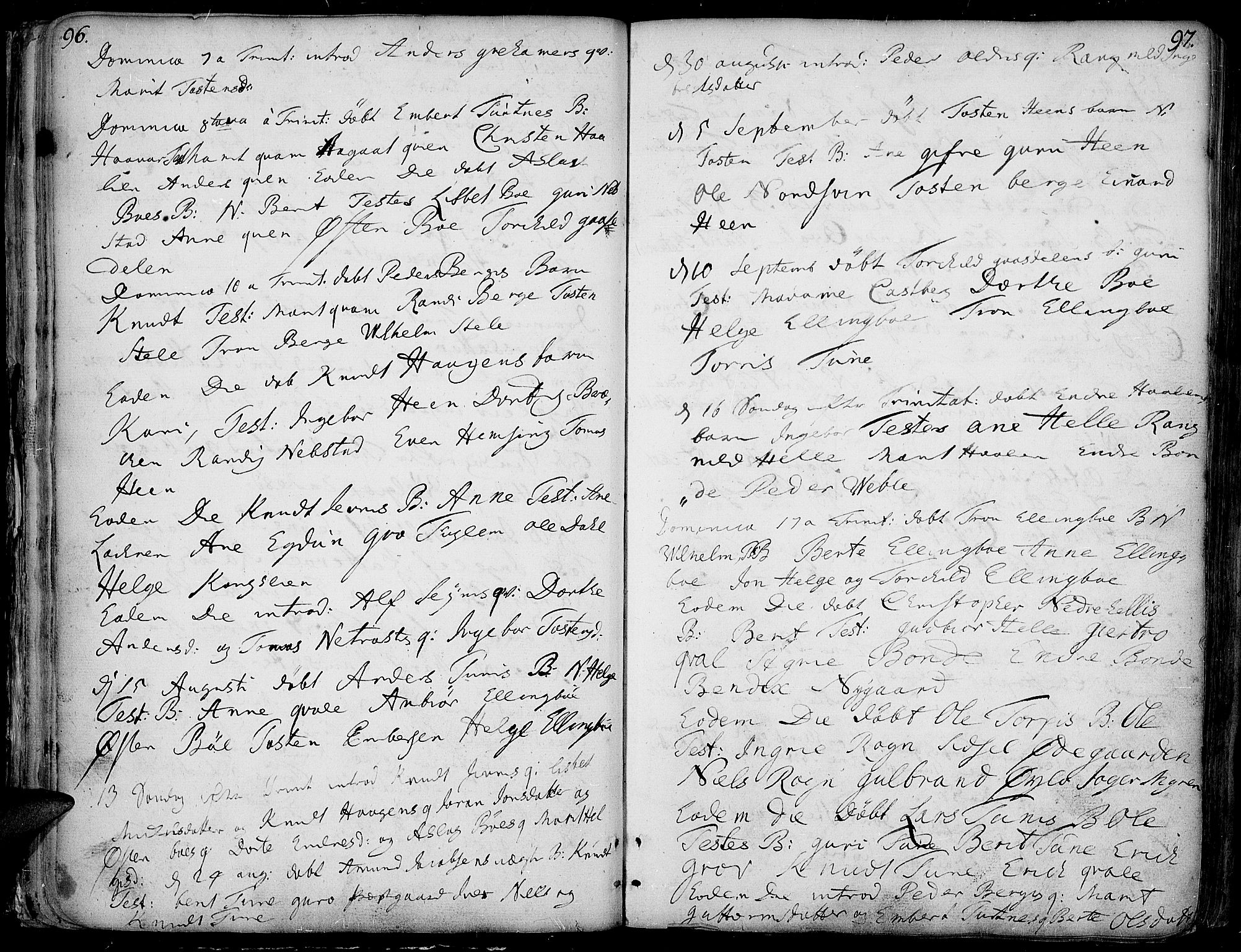 Vang prestekontor, Valdres, AV/SAH-PREST-140/H/Ha/L0001: Parish register (official) no. 1, 1730-1796, p. 96-97