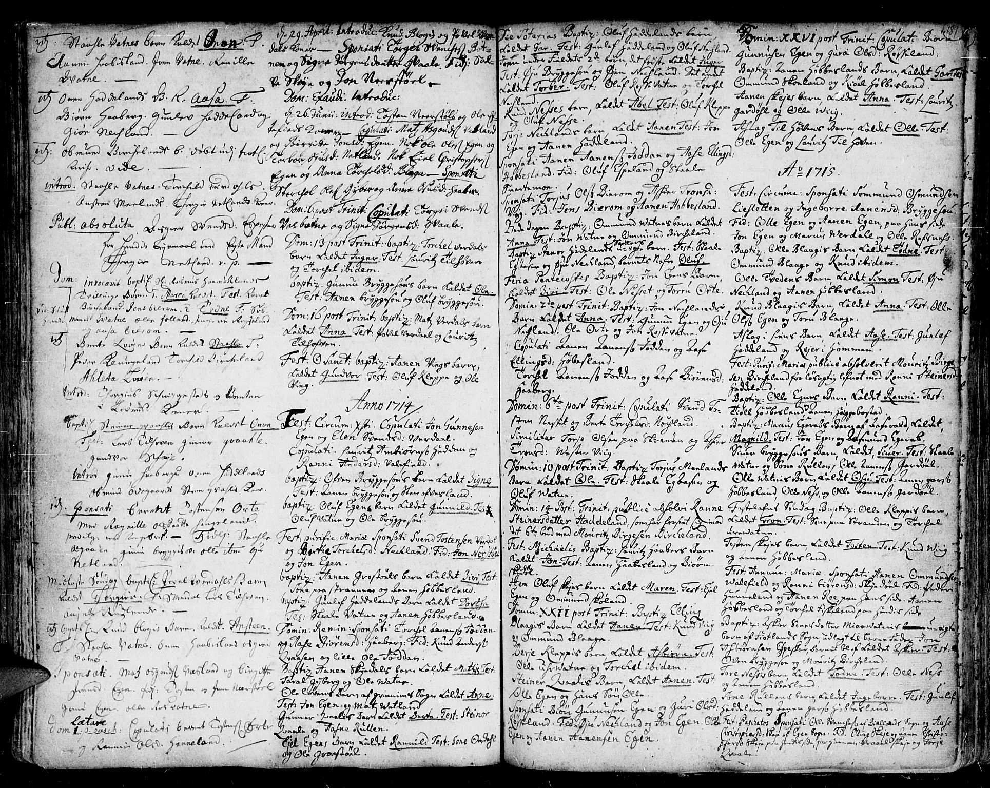 Kvinesdal sokneprestkontor, SAK/1111-0026/F/Fa/Fab/L0001: Parish register (official) no. A 1 /4, 1710-1760, p. 189