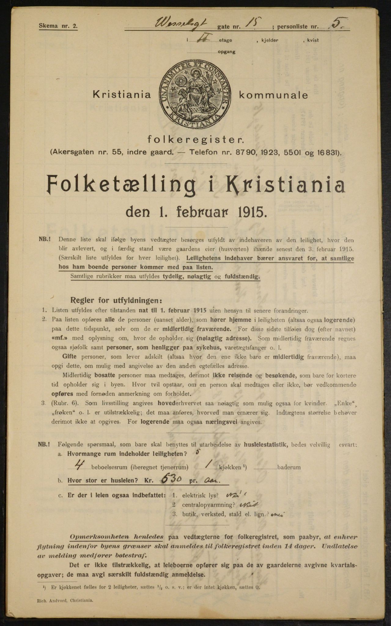 OBA, Municipal Census 1915 for Kristiania, 1915, p. 128762