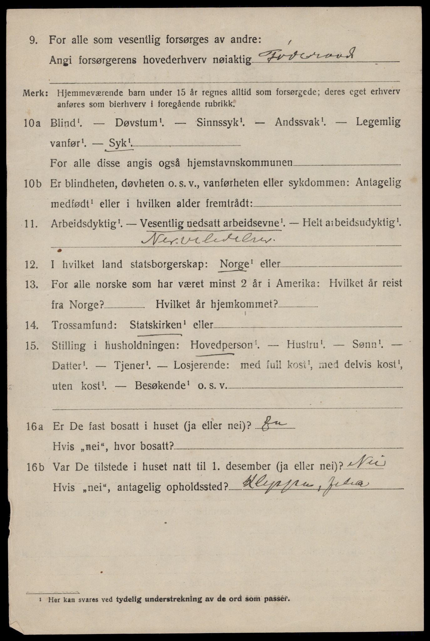 SAST, 1920 census for Jelsa, 1920, p. 2141