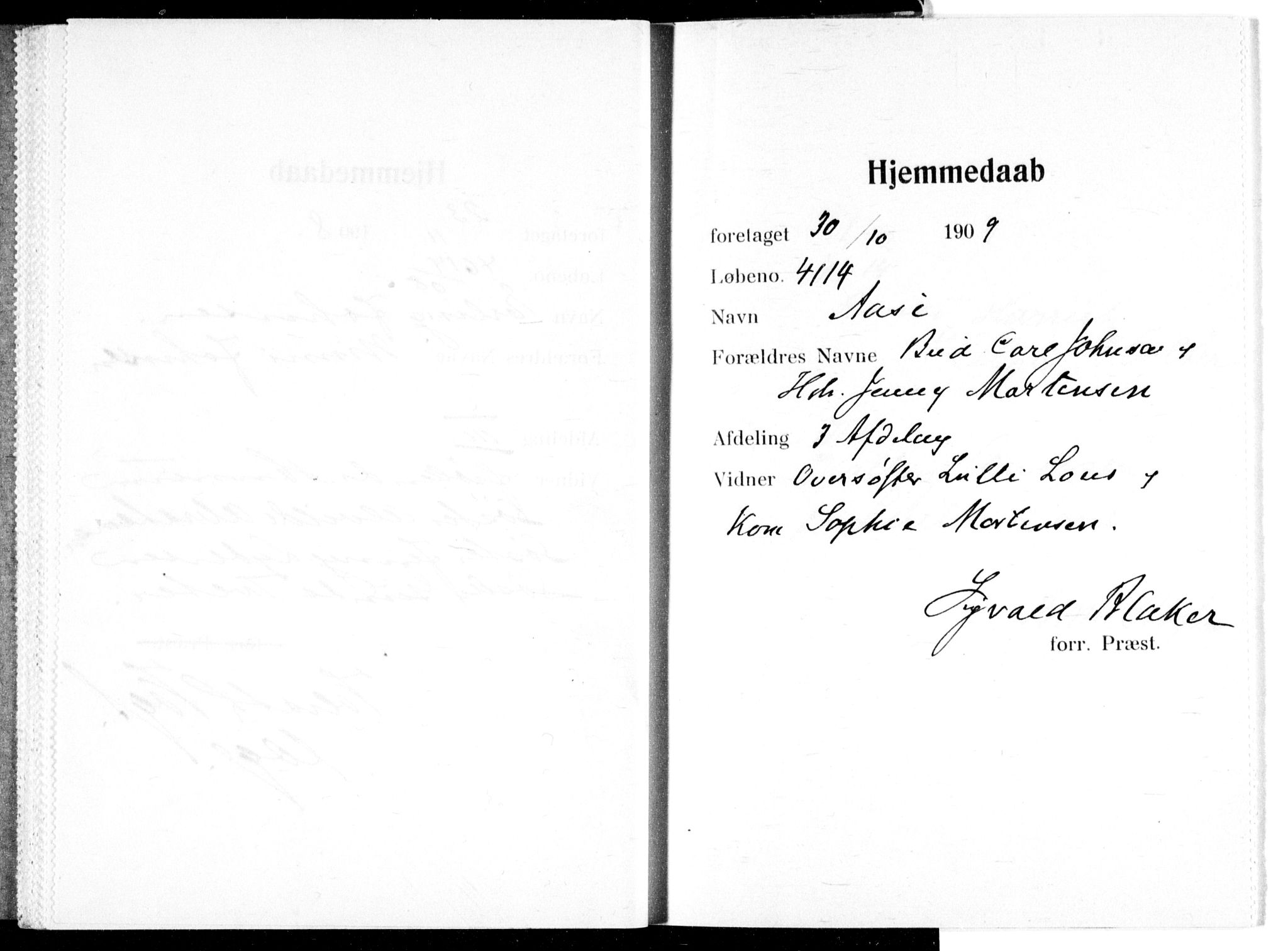 Ullevål sykehus prestekontor Kirkebøker, AV/SAO-A-10542a/K/Ka/L0004: Baptism register no. 4, 1906-1926