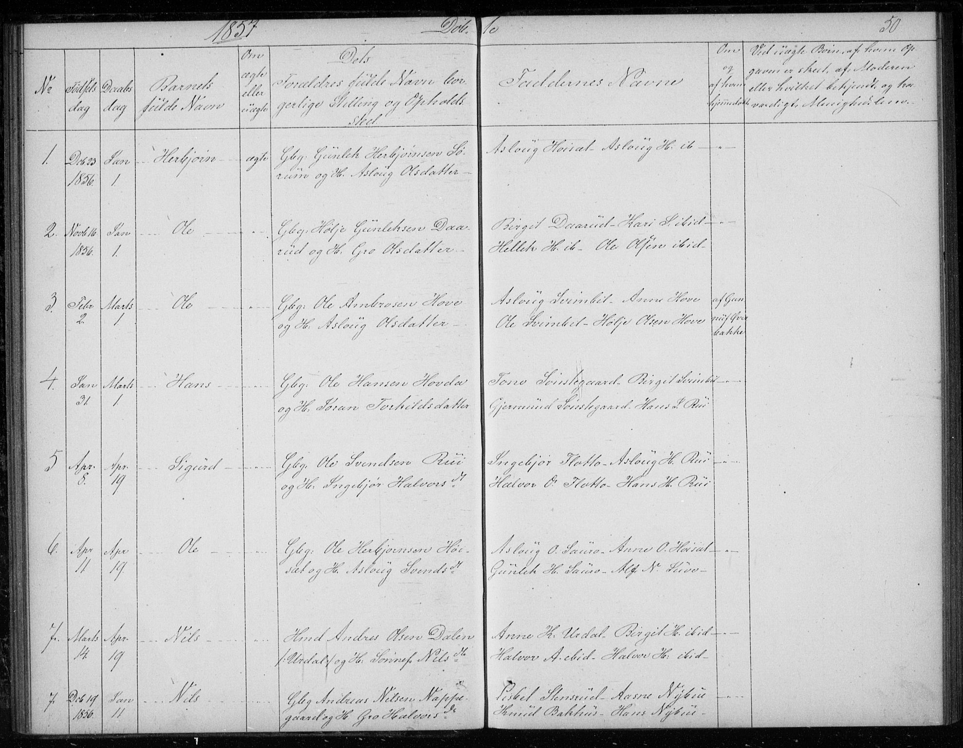 Gransherad kirkebøker, SAKO/A-267/F/Fb/L0003: Parish register (official) no. II 3, 1844-1859, p. 50
