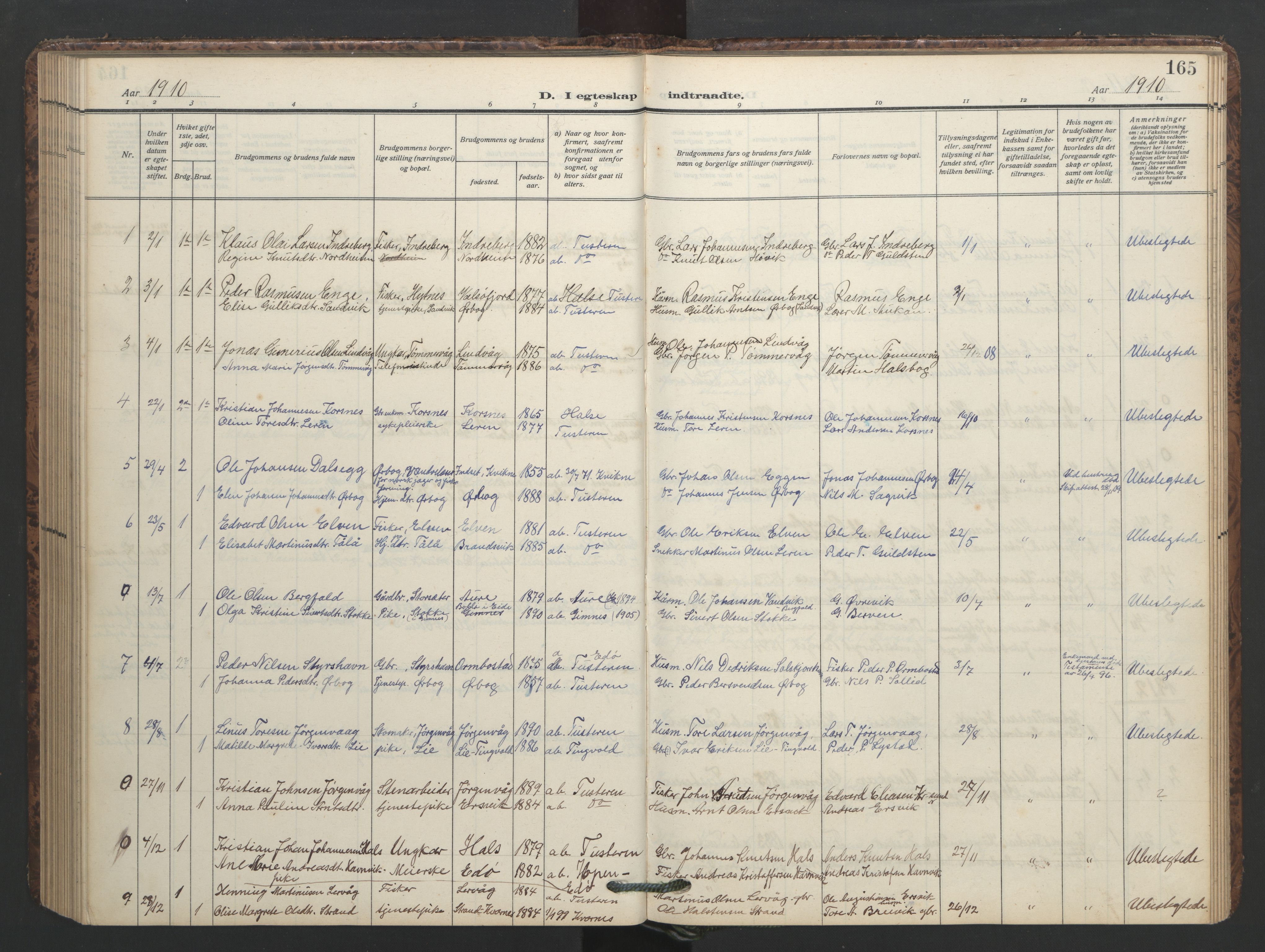 Ministerialprotokoller, klokkerbøker og fødselsregistre - Møre og Romsdal, AV/SAT-A-1454/577/L0897: Parish register (copy) no. 577C01, 1909-1946, p. 165