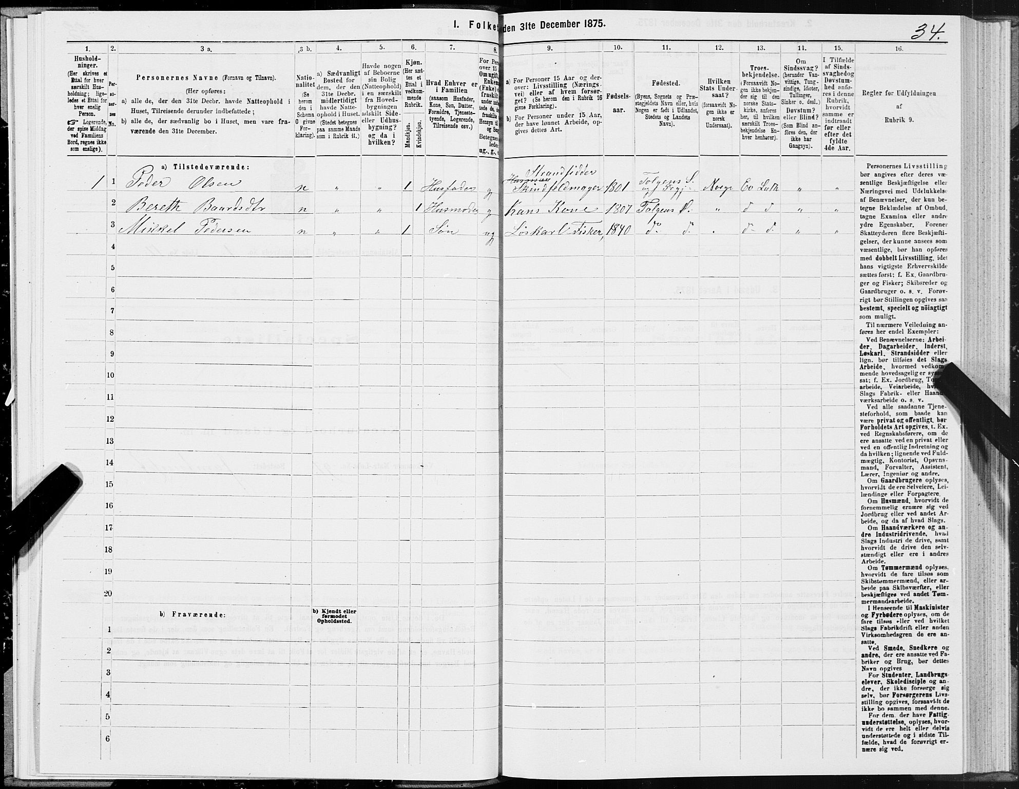 SAT, 1875 census for 1820P Alstahaug, 1875, p. 1034