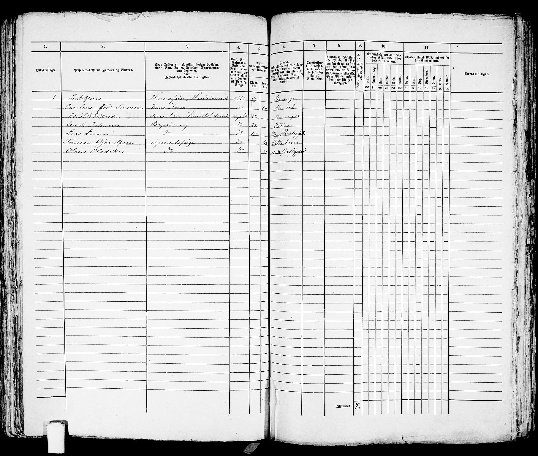 RA, 1865 census for Stavanger, 1865, p. 1813