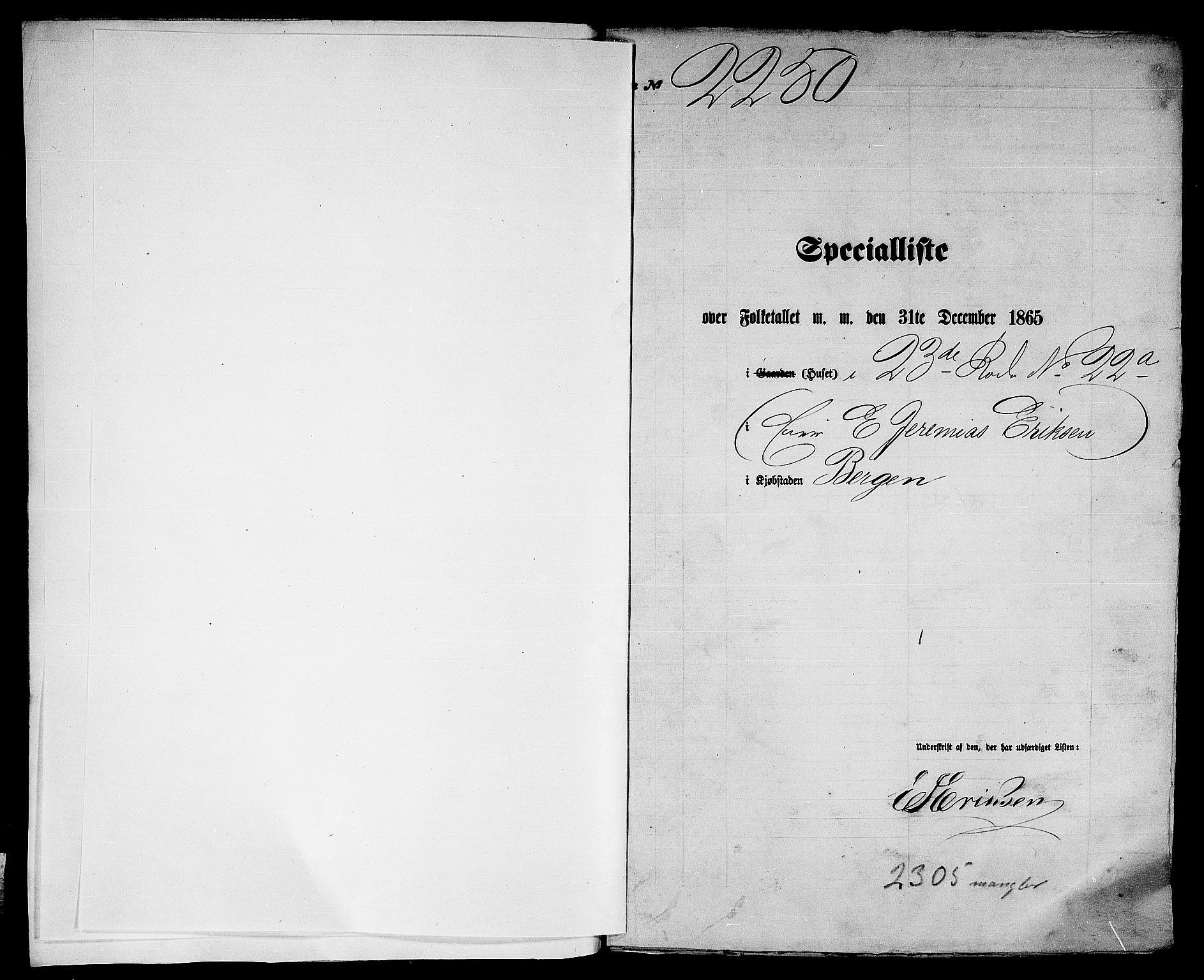 RA, 1865 census for Bergen, 1865, p. 4601