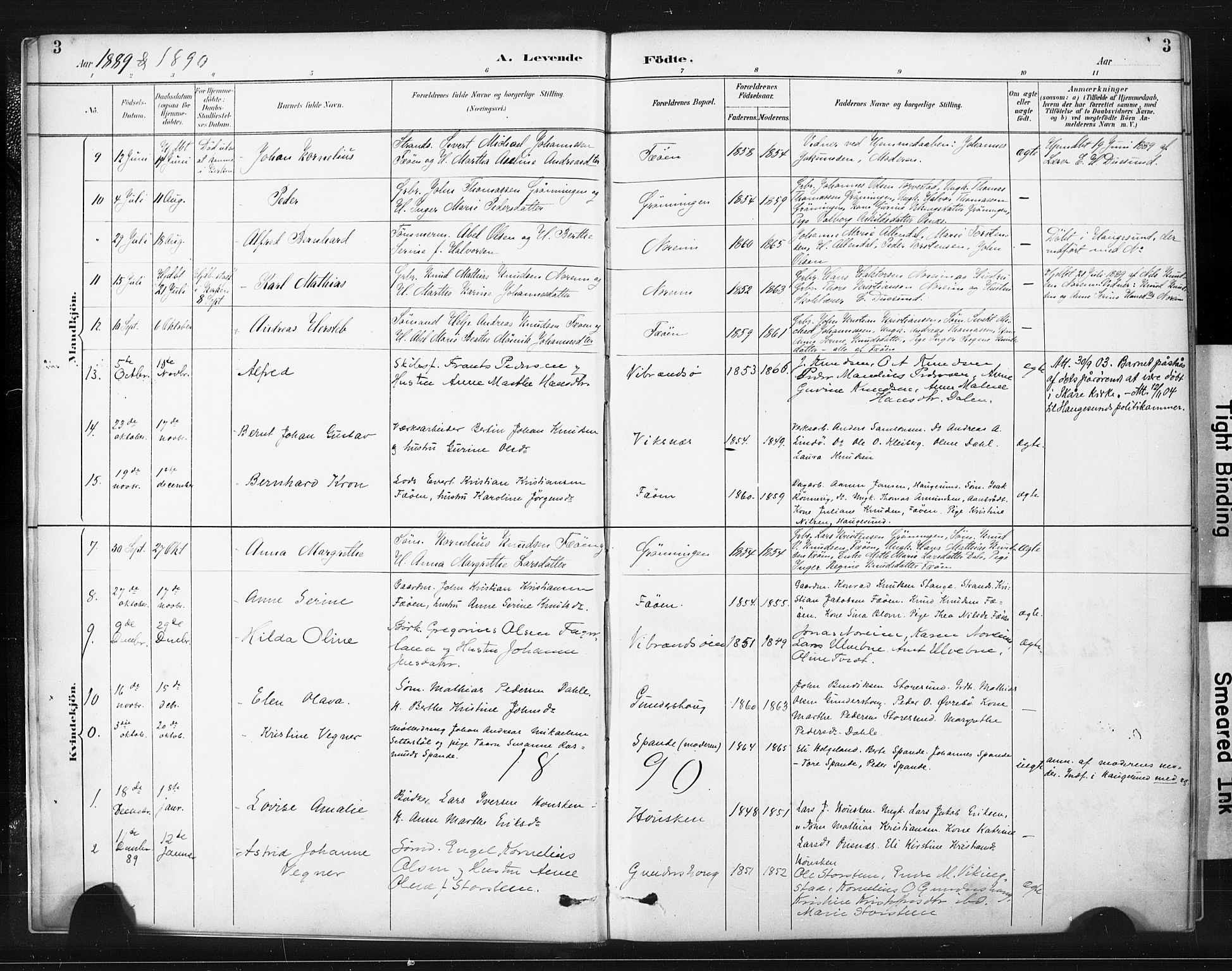 Torvastad sokneprestkontor, AV/SAST-A -101857/H/Ha/Haa/L0015: Parish register (official) no. A 14, 1888-1899, p. 3