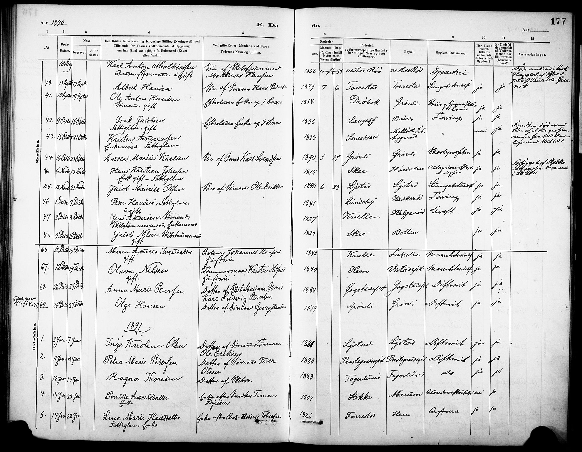 Sandar kirkebøker, SAKO/A-243/F/Fa/L0013: Parish register (official) no. 13, 1883-1895, p. 177