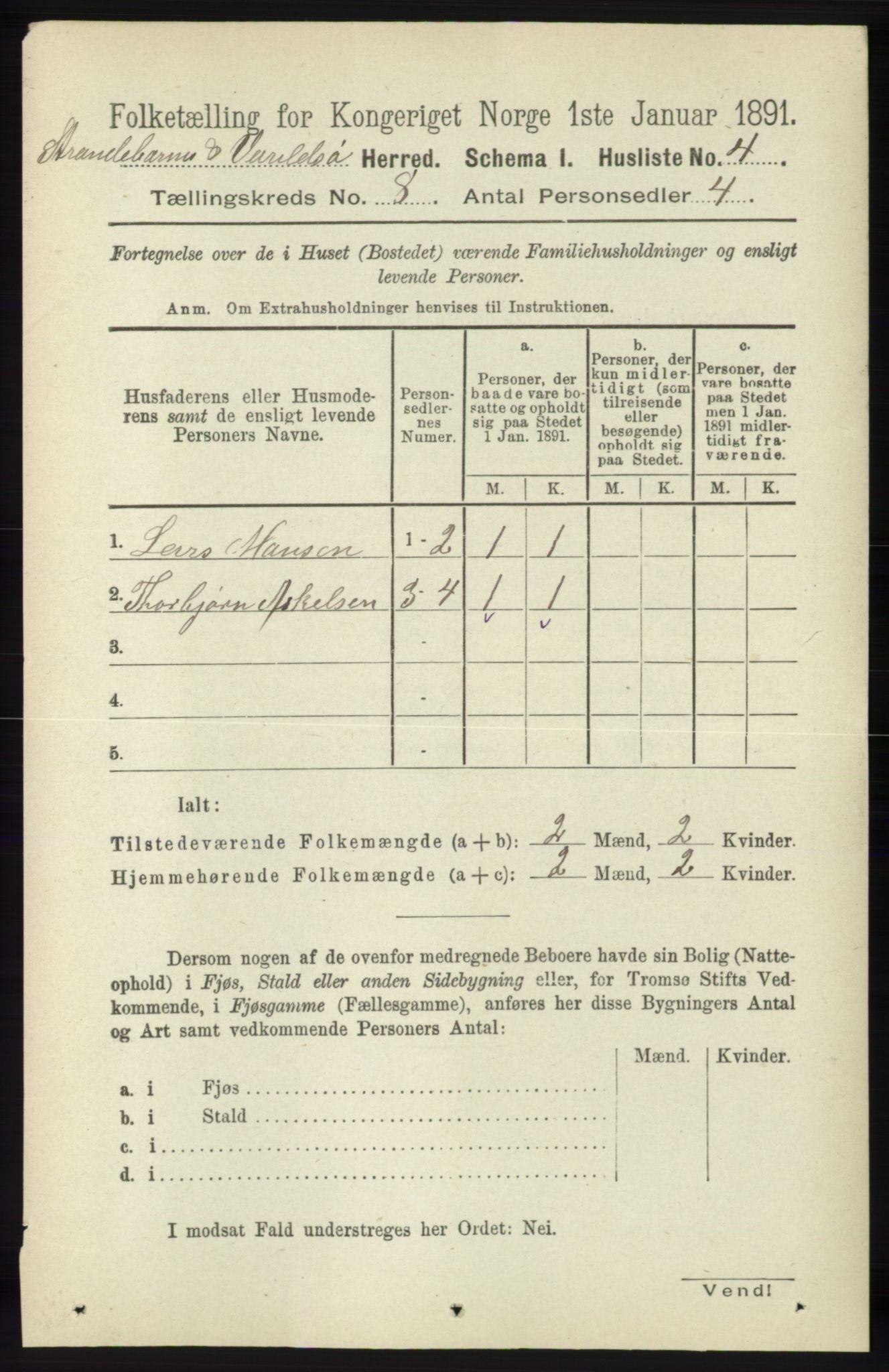 RA, 1891 census for 1226 Strandebarm og Varaldsøy, 1891, p. 2937