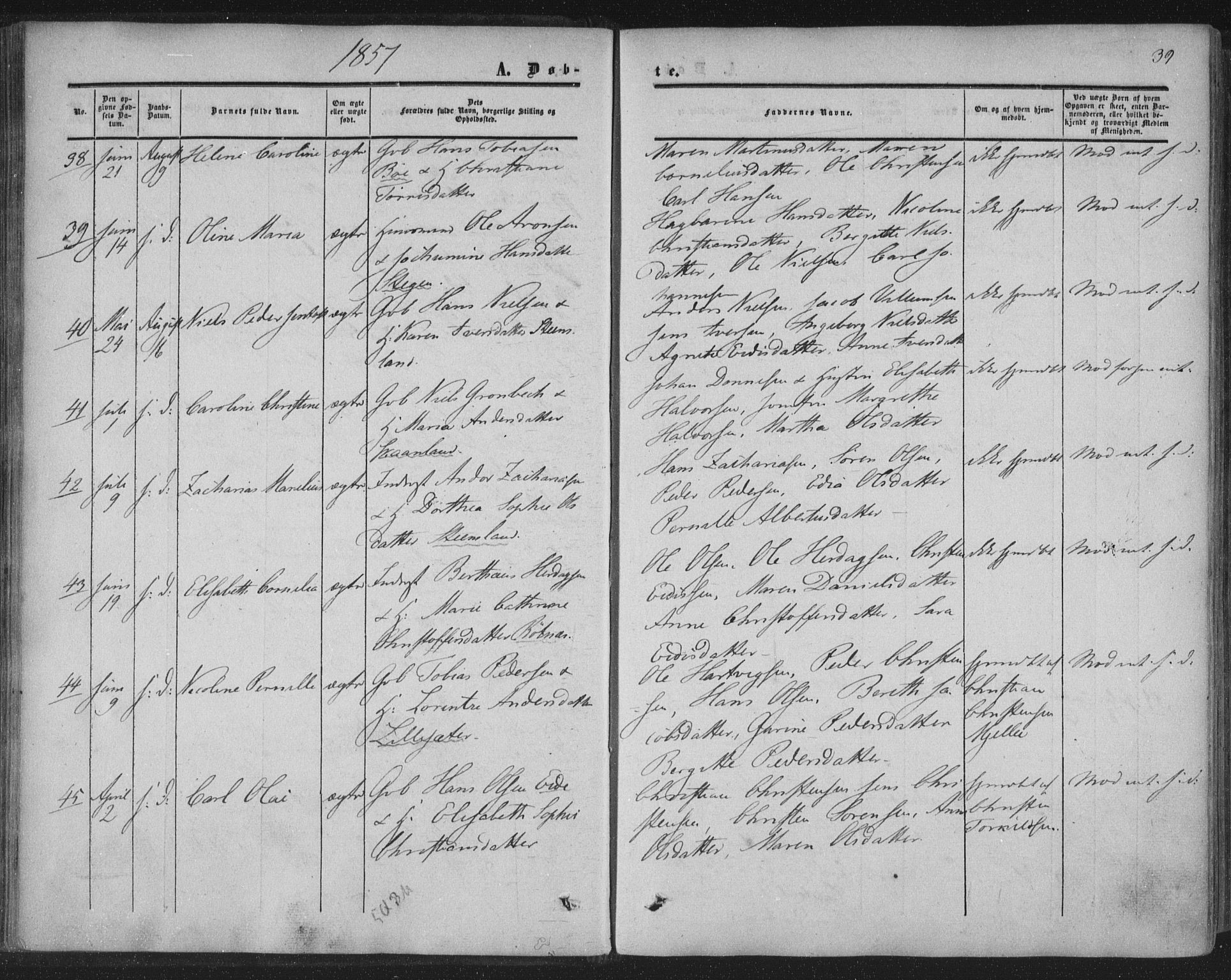 Ministerialprotokoller, klokkerbøker og fødselsregistre - Nordland, AV/SAT-A-1459/855/L0800: Parish register (official) no. 855A08, 1852-1864, p. 39