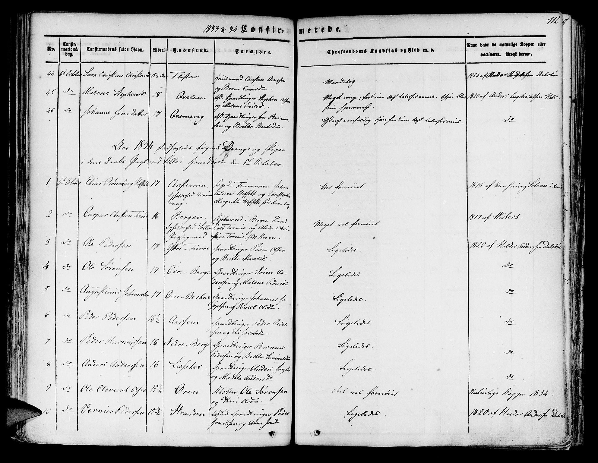 Selje sokneprestembete, SAB/A-99938/H/Ha/Haa/Haaa: Parish register (official) no. A 9, 1829-1844, p. 112