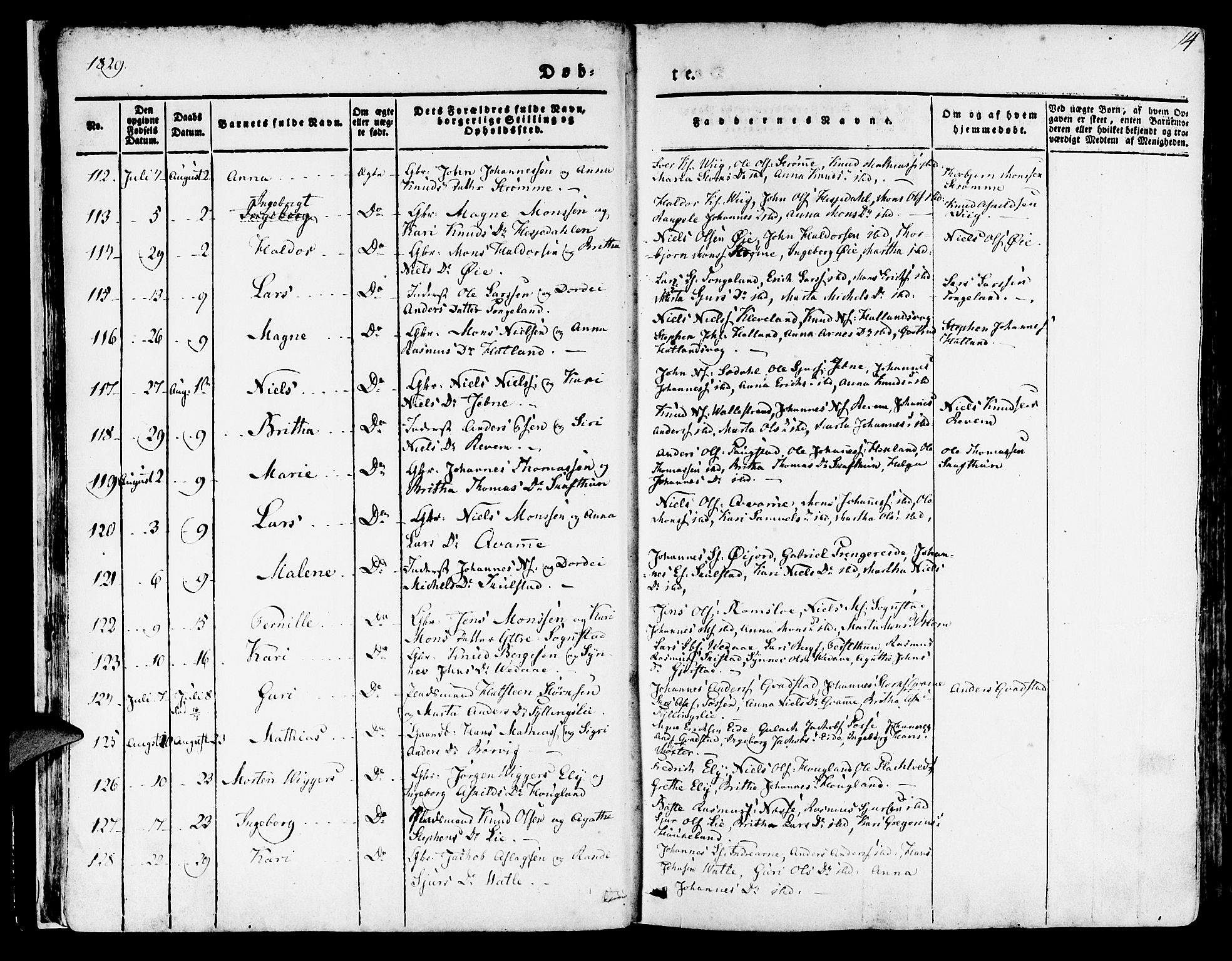 Haus sokneprestembete, AV/SAB-A-75601/H/Haa: Parish register (official) no. A 14, 1827-1838, p. 14