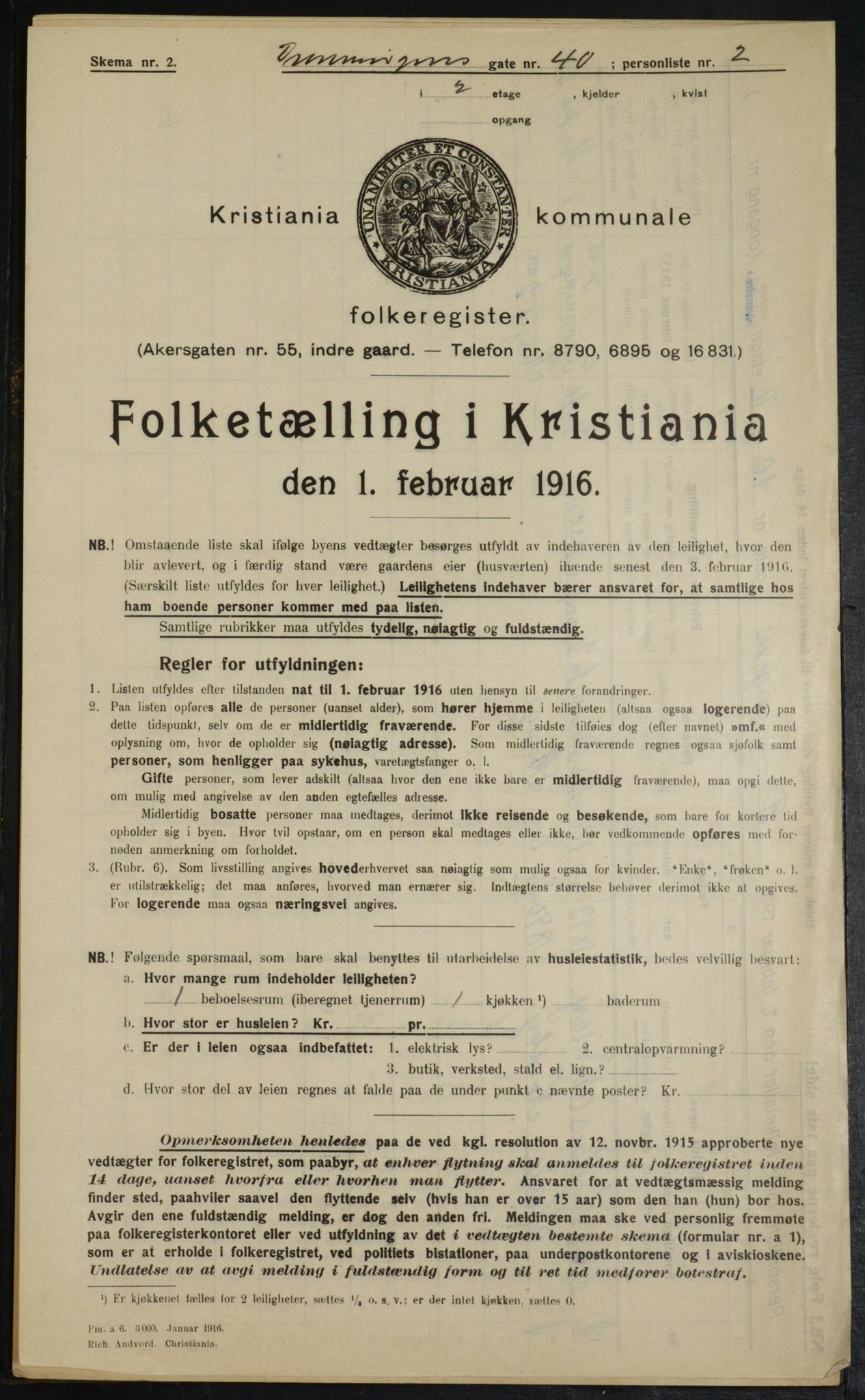 OBA, Municipal Census 1916 for Kristiania, 1916, p. 17480