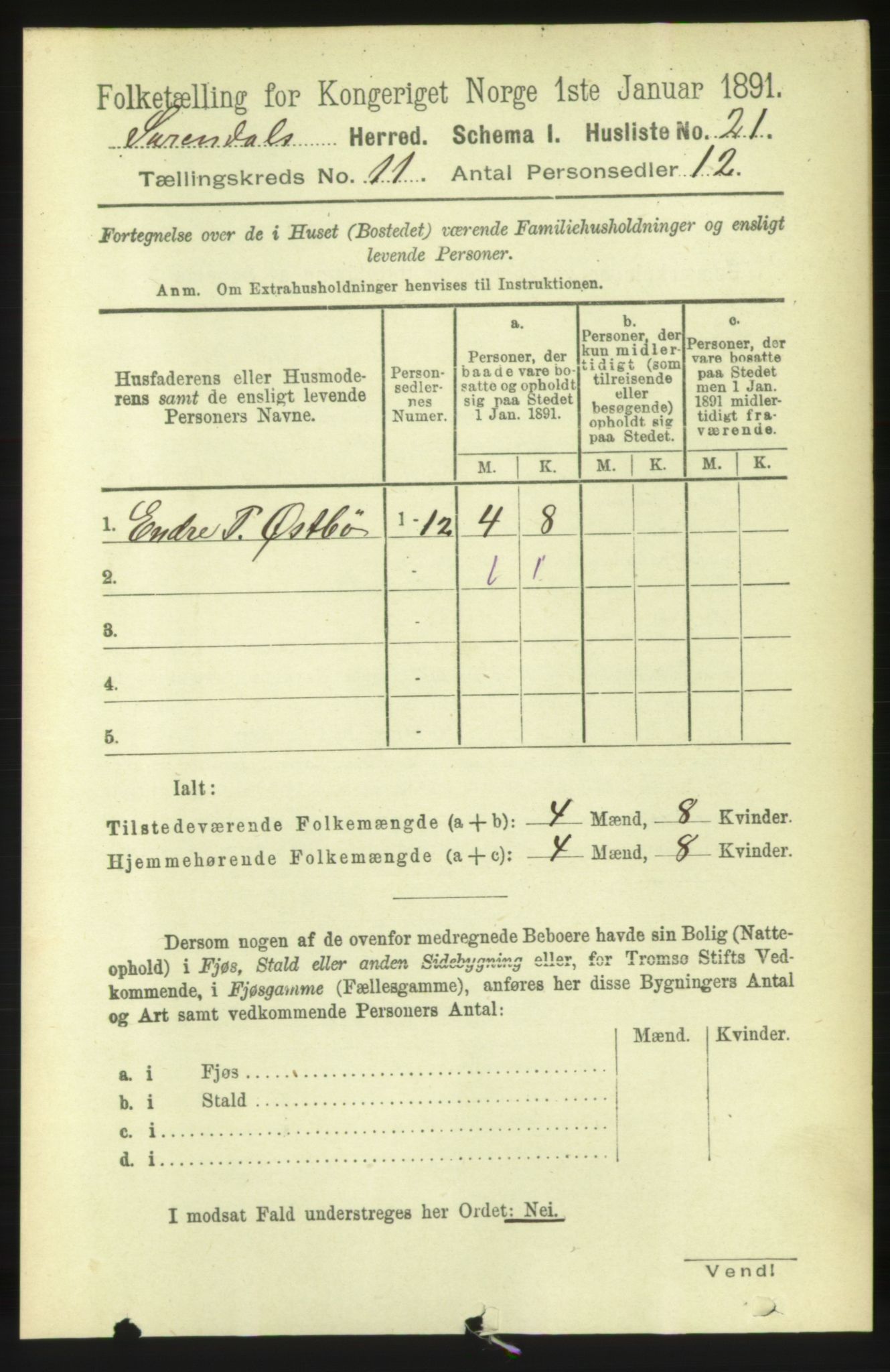 RA, 1891 census for 1566 Surnadal, 1891, p. 2666