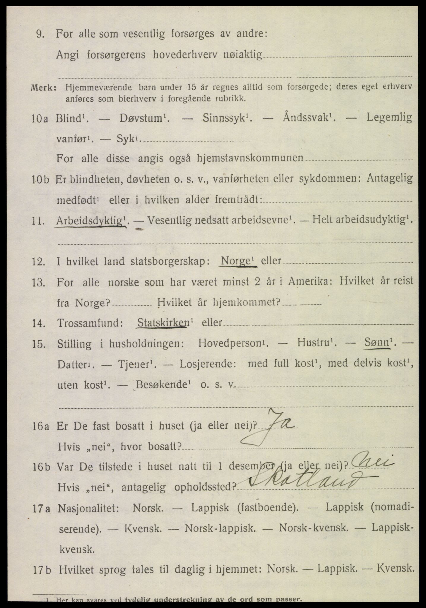 SAT, 1920 census for Brønnøy, 1920, p. 2315