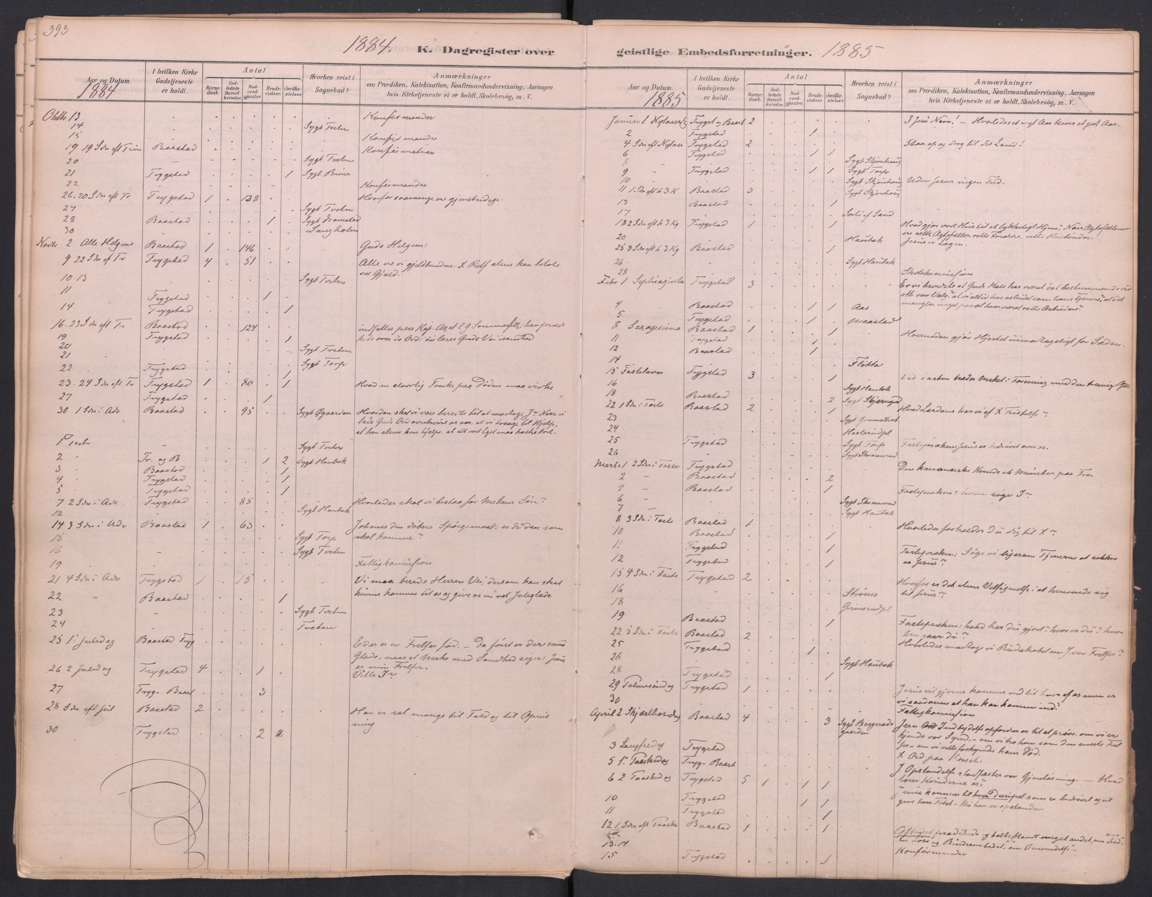 Trøgstad prestekontor Kirkebøker, AV/SAO-A-10925/F/Fa/L0010: Parish register (official) no. I 10, 1878-1898, p. 393