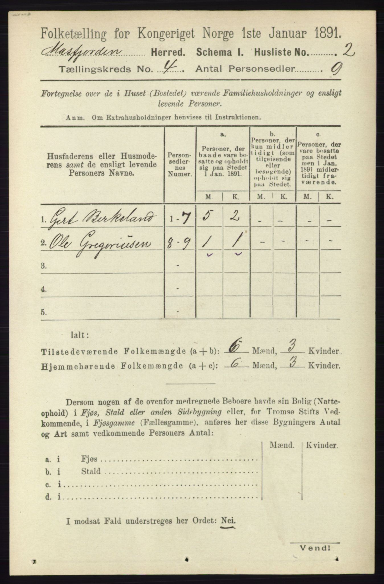 RA, 1891 census for 1266 Masfjorden, 1891, p. 724