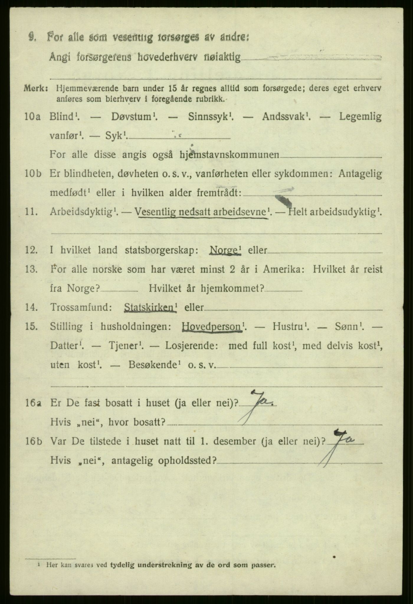 SAB, 1920 census for Evanger, 1920, p. 3020