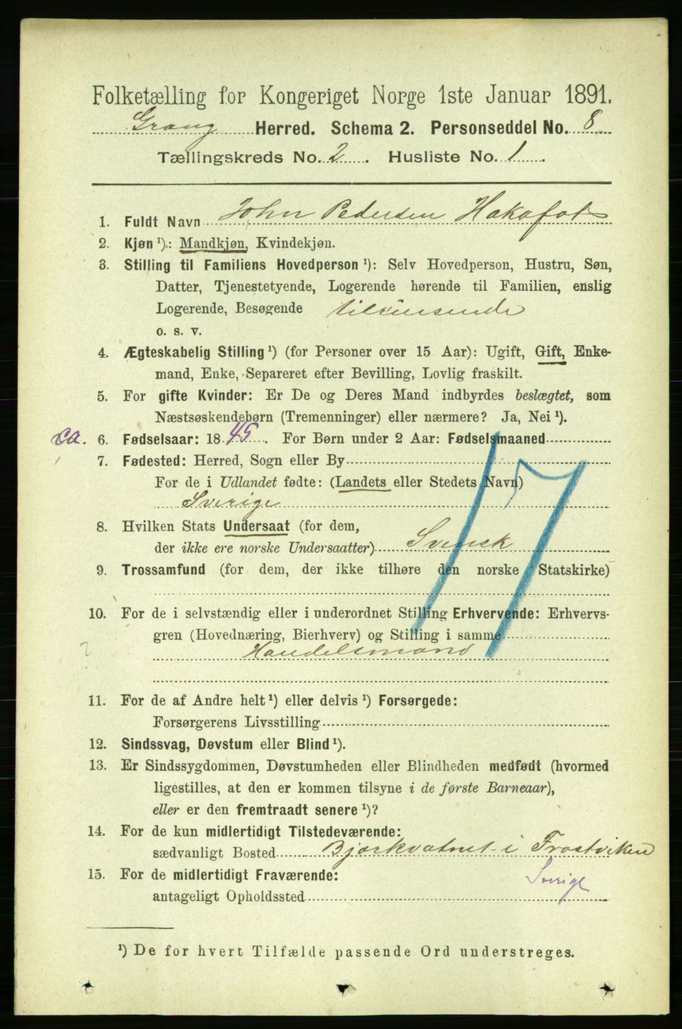 RA, 1891 census for 1742 Grong, 1891, p. 729