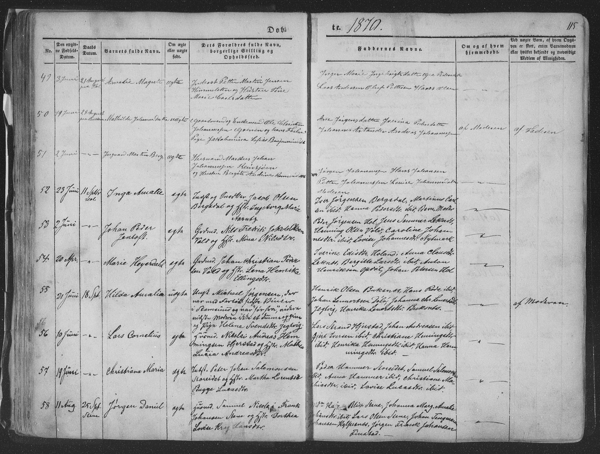 Ministerialprotokoller, klokkerbøker og fødselsregistre - Nordland, SAT/A-1459/881/L1165: Parish register (copy) no. 881C02, 1854-1876, p. 115