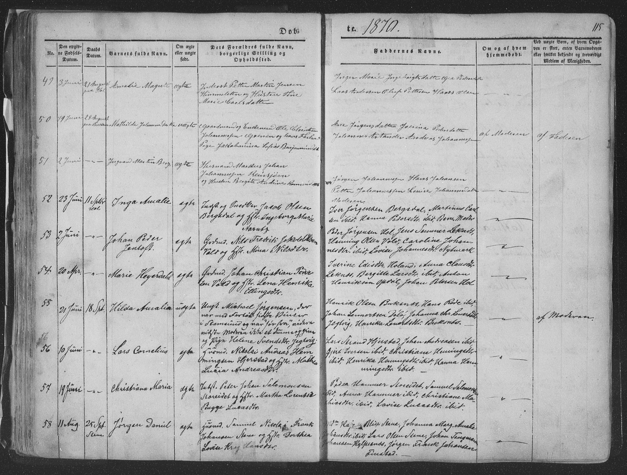 Ministerialprotokoller, klokkerbøker og fødselsregistre - Nordland, AV/SAT-A-1459/881/L1165: Parish register (copy) no. 881C02, 1854-1876, p. 115