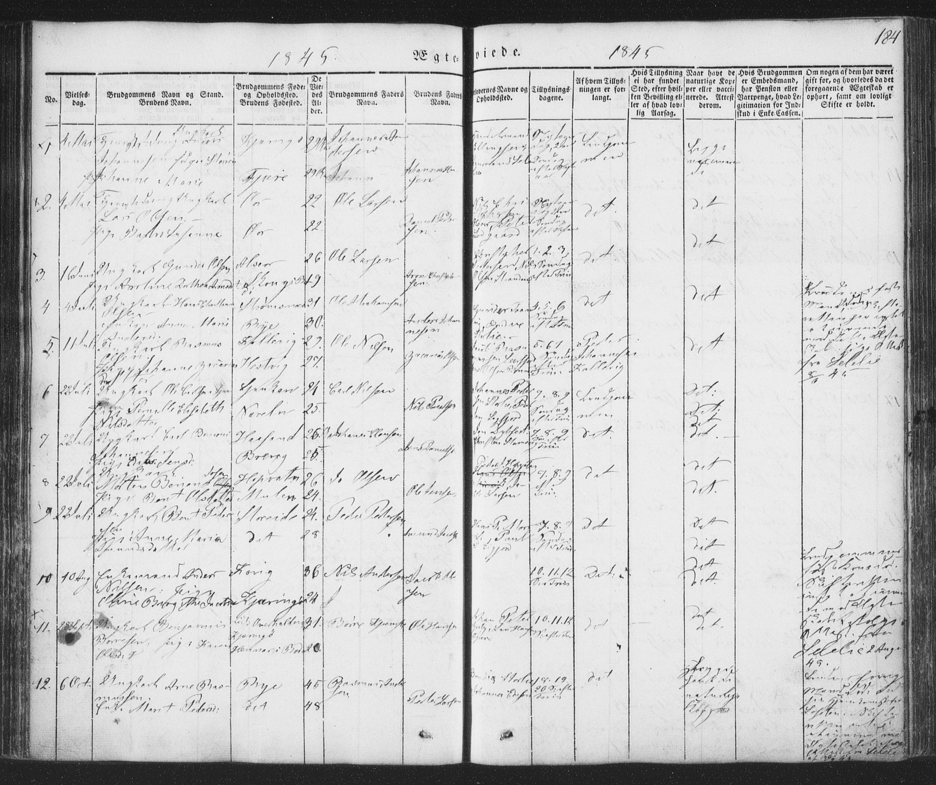 Ministerialprotokoller, klokkerbøker og fødselsregistre - Nordland, AV/SAT-A-1459/853/L0769: Parish register (official) no. 853A08, 1836-1856, p. 184