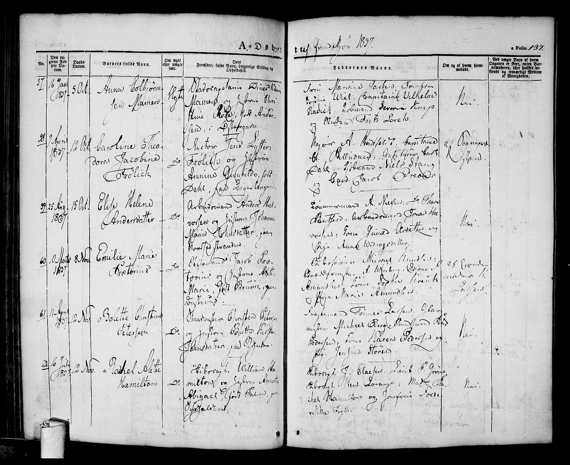 Halden prestekontor Kirkebøker, SAO/A-10909/F/Fa/L0005: Parish register (official) no. I 5, 1834-1845, p. 137