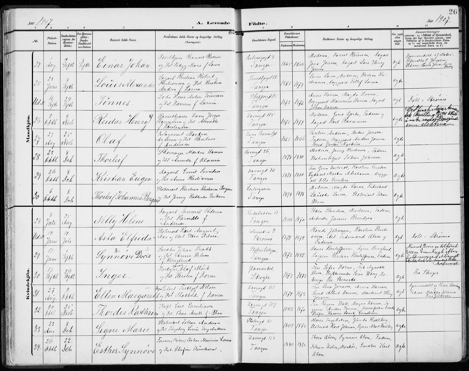 Strømsø kirkebøker, AV/SAKO-A-246/F/Fb/L0008: Parish register (official) no. II 8, 1902-1933, p. 26