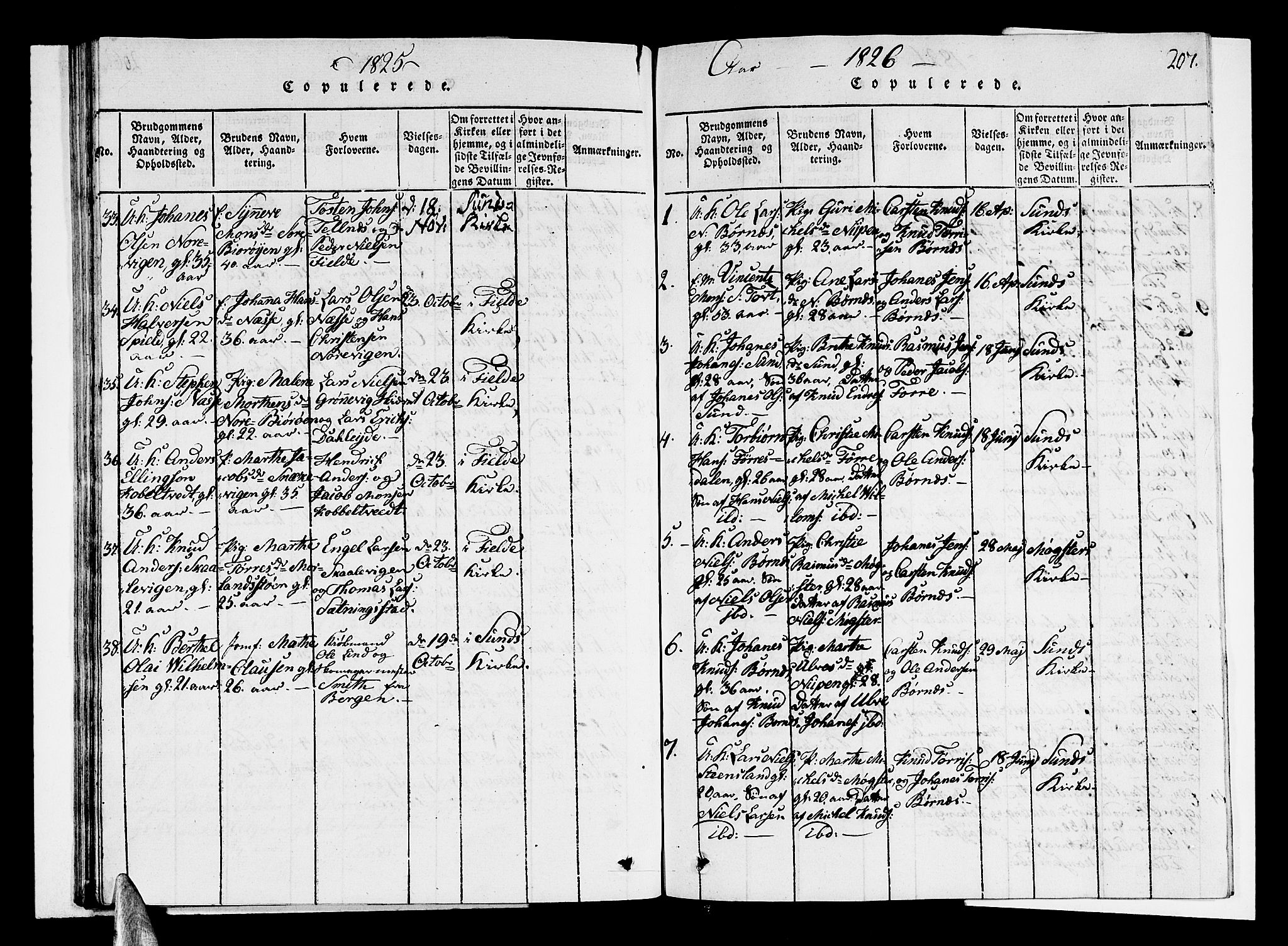 Sund sokneprestembete, SAB/A-99930: Parish register (copy) no. A 1, 1816-1827, p. 207