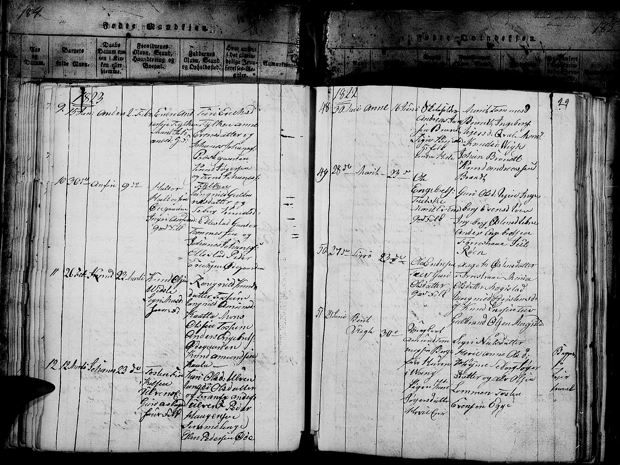 Slidre prestekontor, AV/SAH-PREST-134/H/Ha/Haa/L0002: Parish register (official) no. 2, 1814-1830, p. 185c