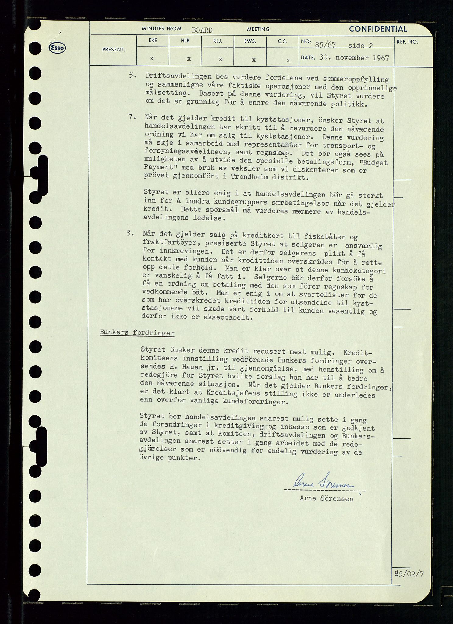 Pa 0982 - Esso Norge A/S, AV/SAST-A-100448/A/Aa/L0002/0003: Den administrerende direksjon Board minutes (styrereferater) / Den administrerende direksjon Board minutes (styrereferater), 1967, p. 173