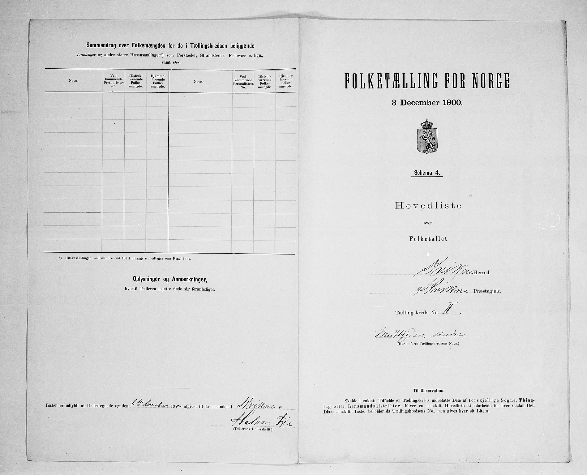 SAH, 1900 census for Kvikne, 1900, p. 14