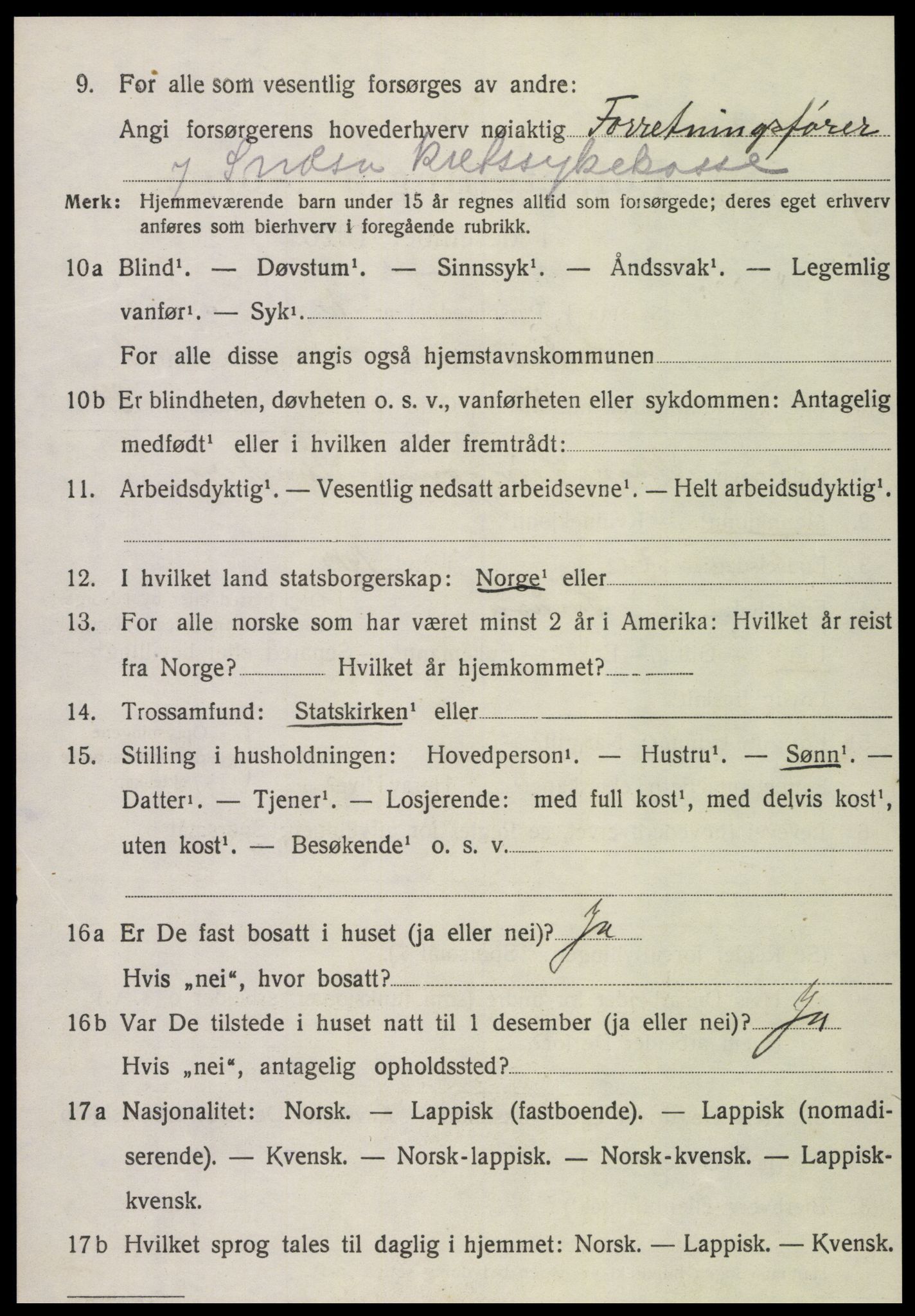 SAT, 1920 census for Snåsa, 1920, p. 4307