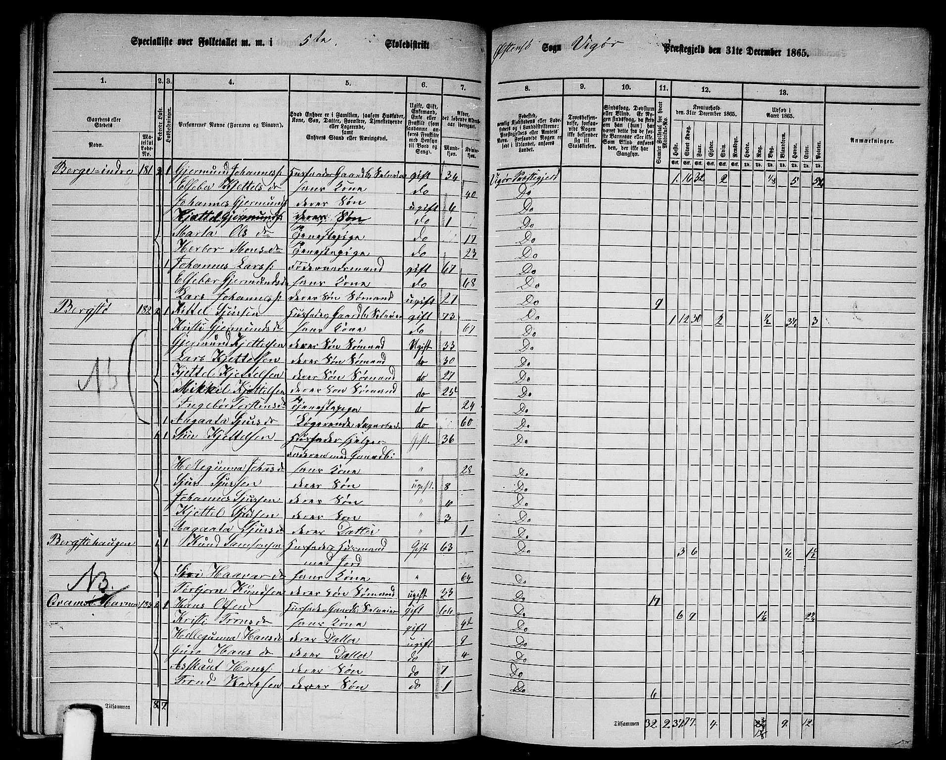 RA, 1865 census for Vikør, 1865, p. 80