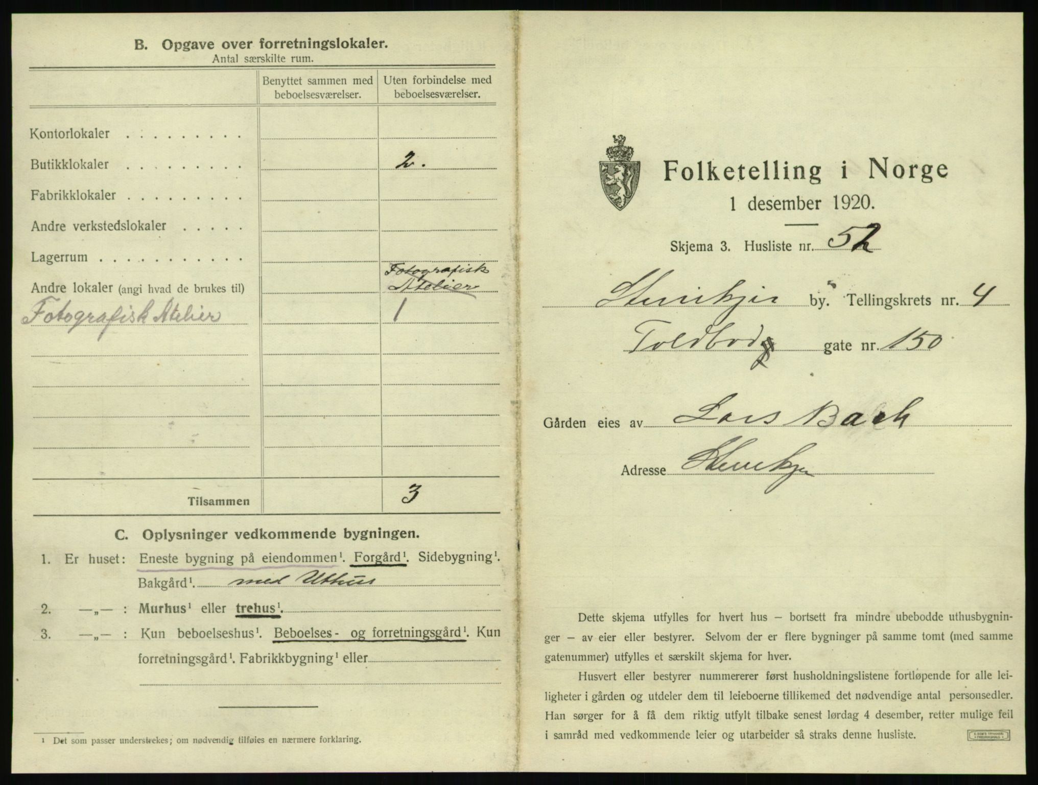 SAT, 1920 census for Steinkjer, 1920, p. 696