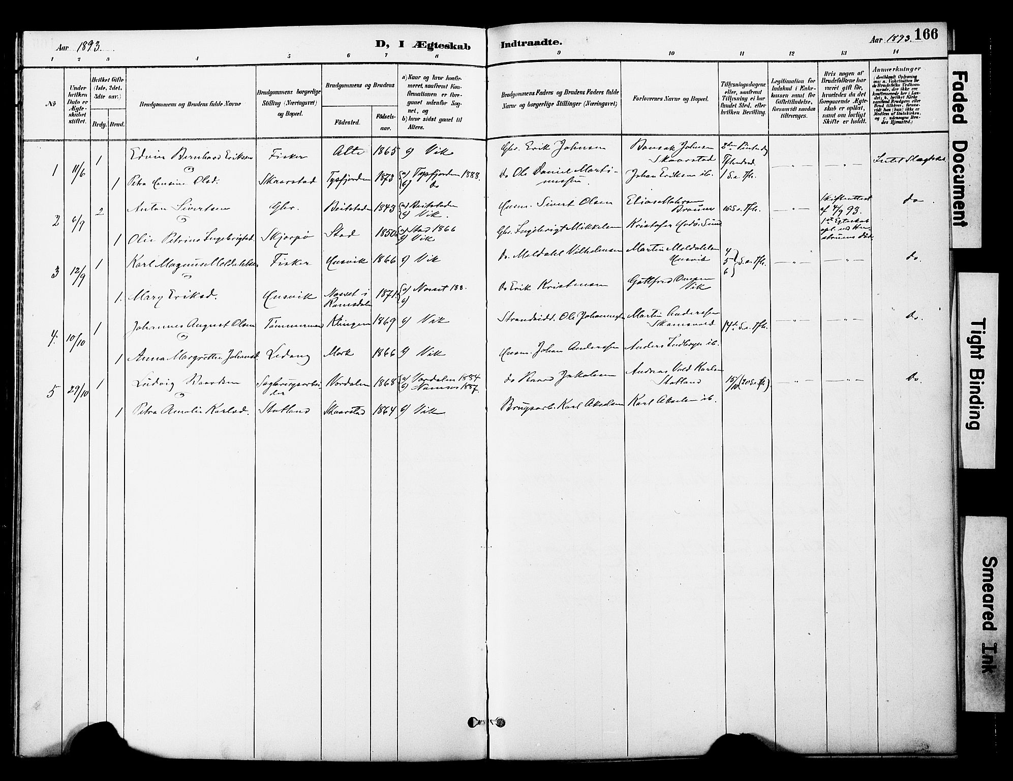 Ministerialprotokoller, klokkerbøker og fødselsregistre - Nord-Trøndelag, SAT/A-1458/774/L0628: Parish register (official) no. 774A02, 1887-1903, p. 166