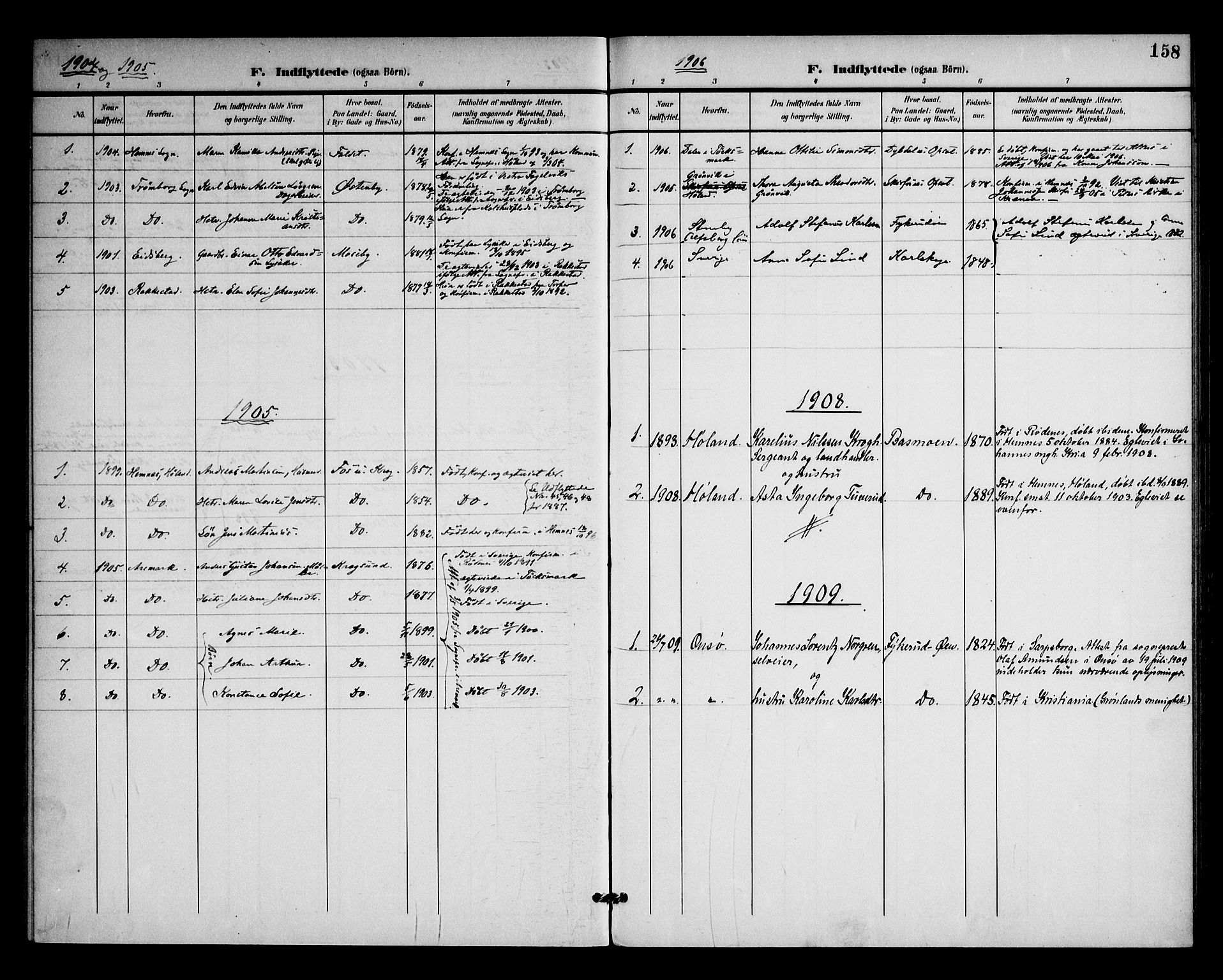 Rødenes prestekontor Kirkebøker, SAO/A-2005/F/Fa/L0011: Parish register (official) no. I 11, 1901-1910, p. 158