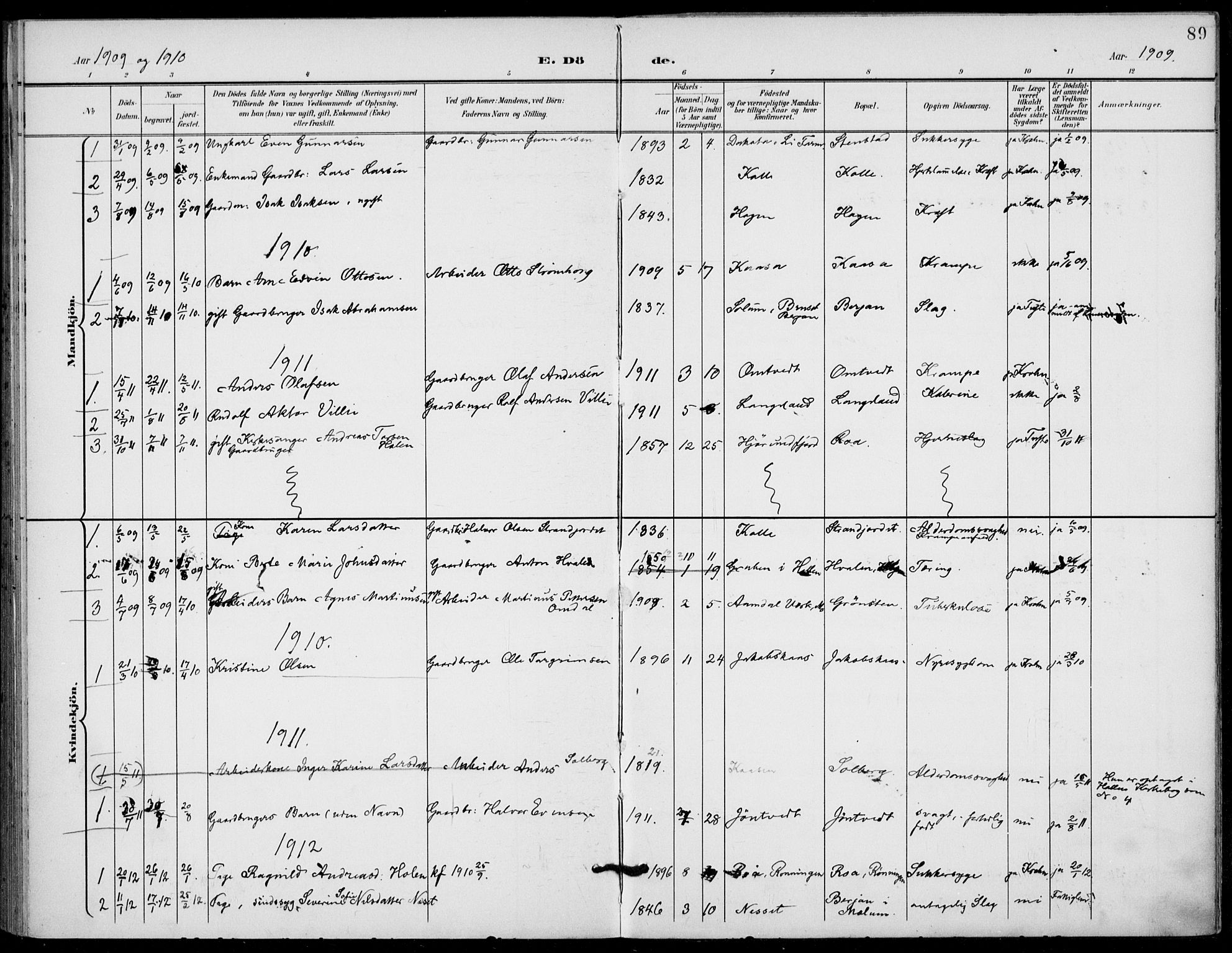 Holla kirkebøker, SAKO/A-272/F/Fa/L0011: Parish register (official) no. 11, 1897-1928, p. 89