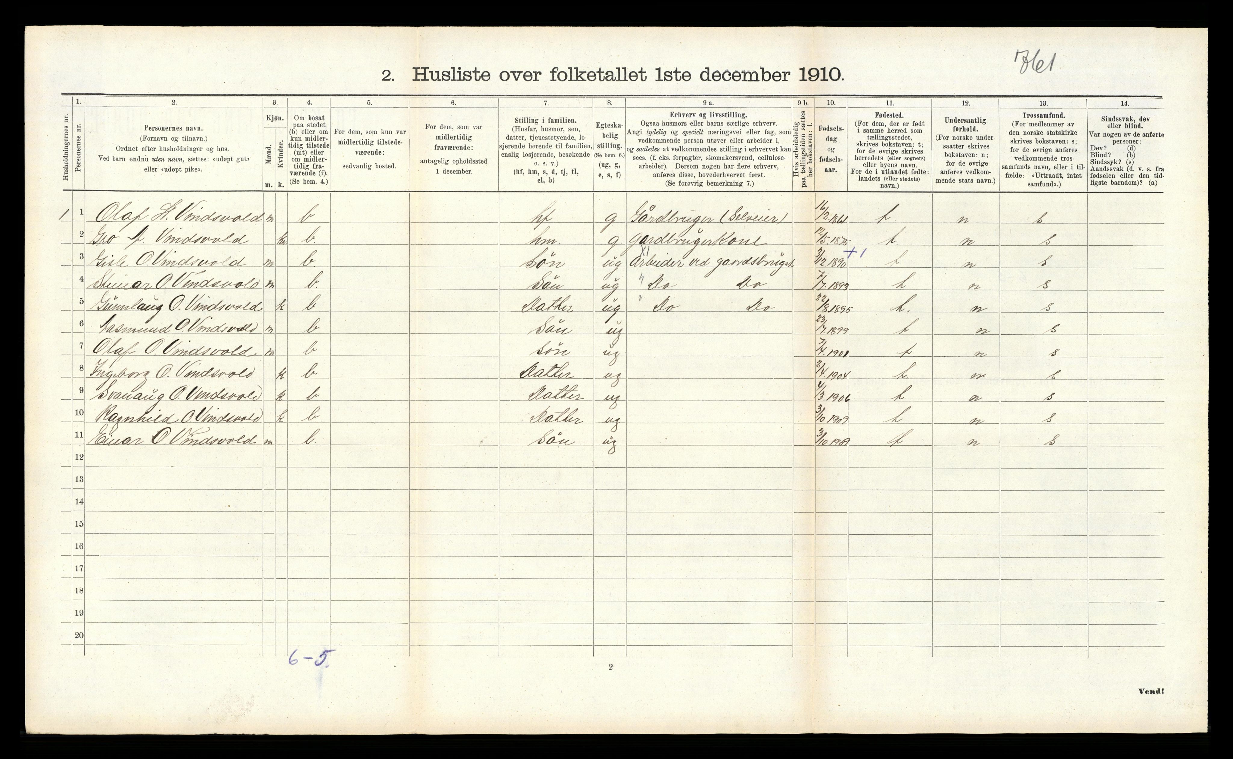 RA, 1910 census for Seljord, 1910, p. 318