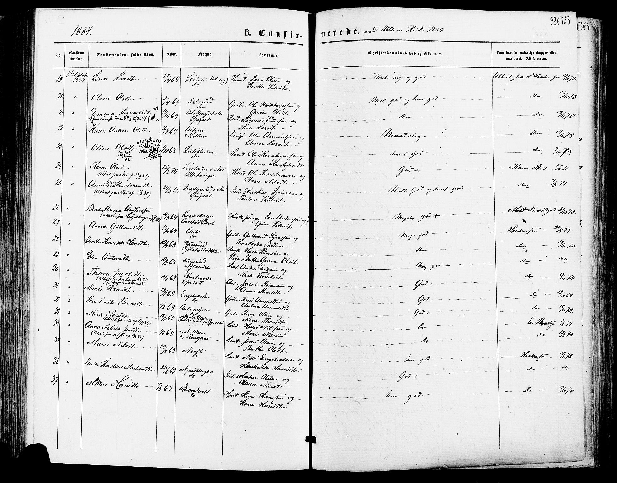 Sør-Odal prestekontor, SAH/PREST-030/H/Ha/Haa/L0005: Parish register (official) no. 5, 1876-1885, p. 265