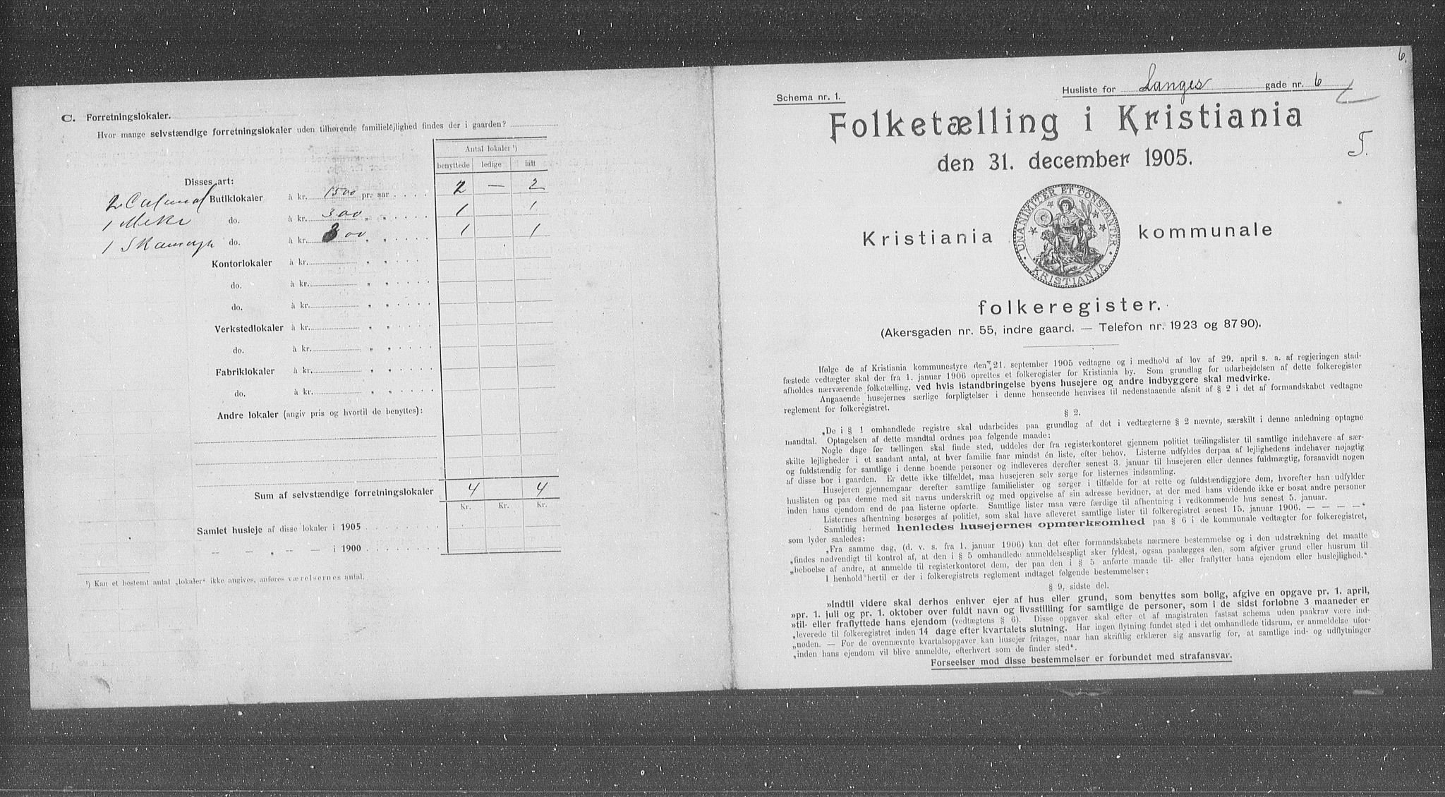 OBA, Municipal Census 1905 for Kristiania, 1905, p. 30063